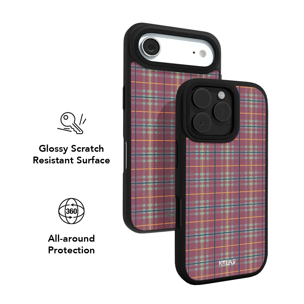 Mullberry Hue | Mauve & Teal Plaid iPhone Case