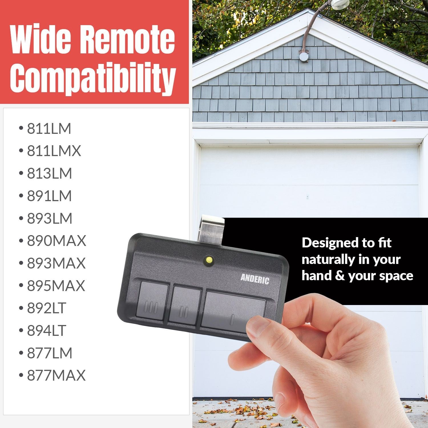 Anderic Substitute Kit for Stanley Model 1050 Remote 310mhz Garage Door Opener Remote Control [RR850LM]