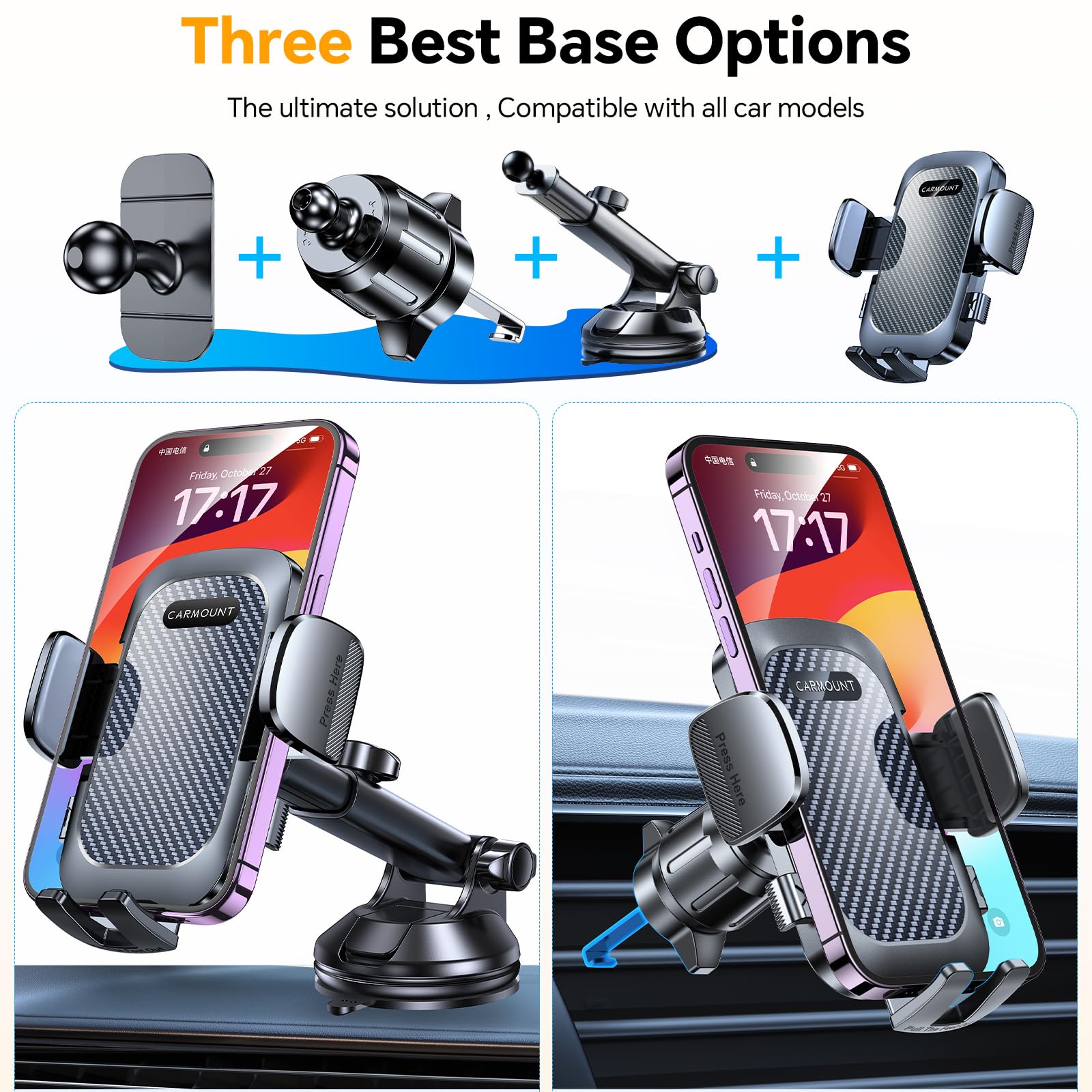 Phone Holders For Your Car Mount?Powerful Suction?Car Phone Holder Mount For Truck Stand Dashboard Cell Phone Holder For Car?360