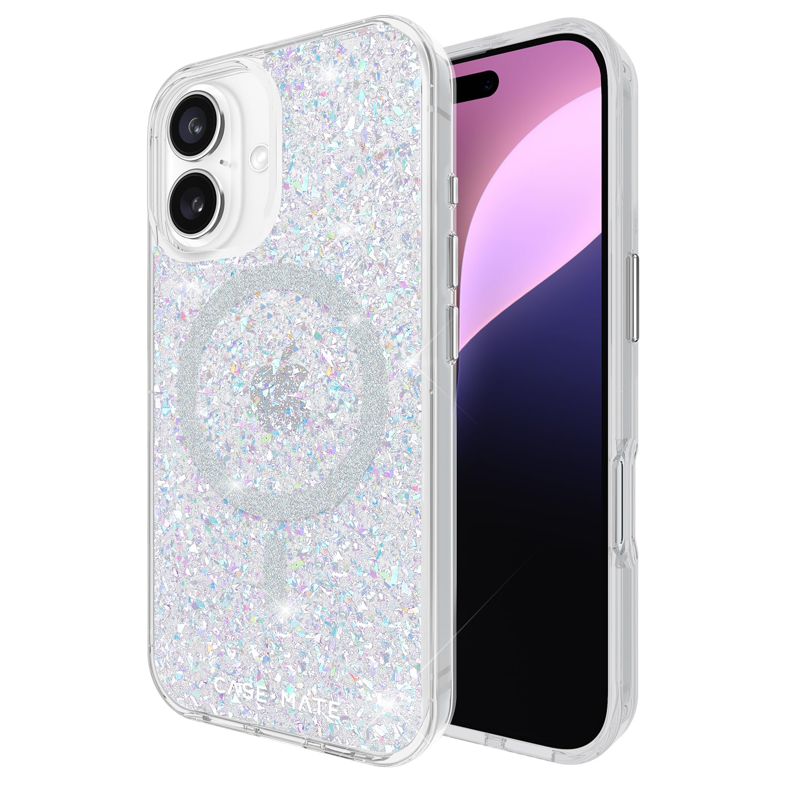 Case-Mate iPhone 16 Case [Compatible with MagSafe] - Stylish Sparkly Phone Case with 12ft Drop Protection - Premium Magnetic Cov