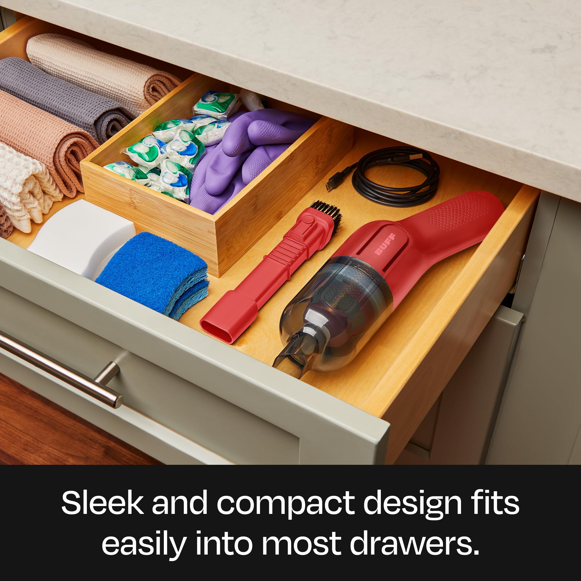 Buff Cordless Handheld Vacuum, Rechargeable Car Vacuum Cleaner With Combo Crevice And Brush Tool Included, For Home, Office, Car