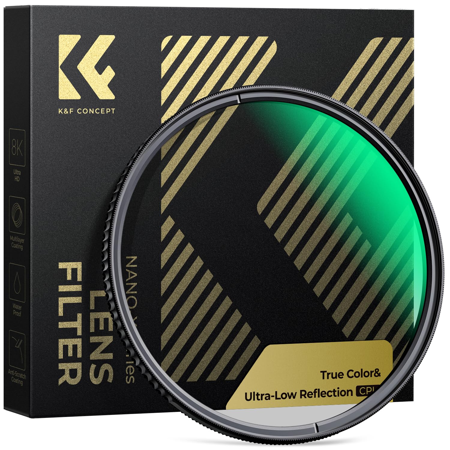 K&F CONCEPT 77mm True Color Ultra-Low Reflectivity CPL Filter Polarizer Lens Filter Circular Polarizing for Camera Lenses with 2