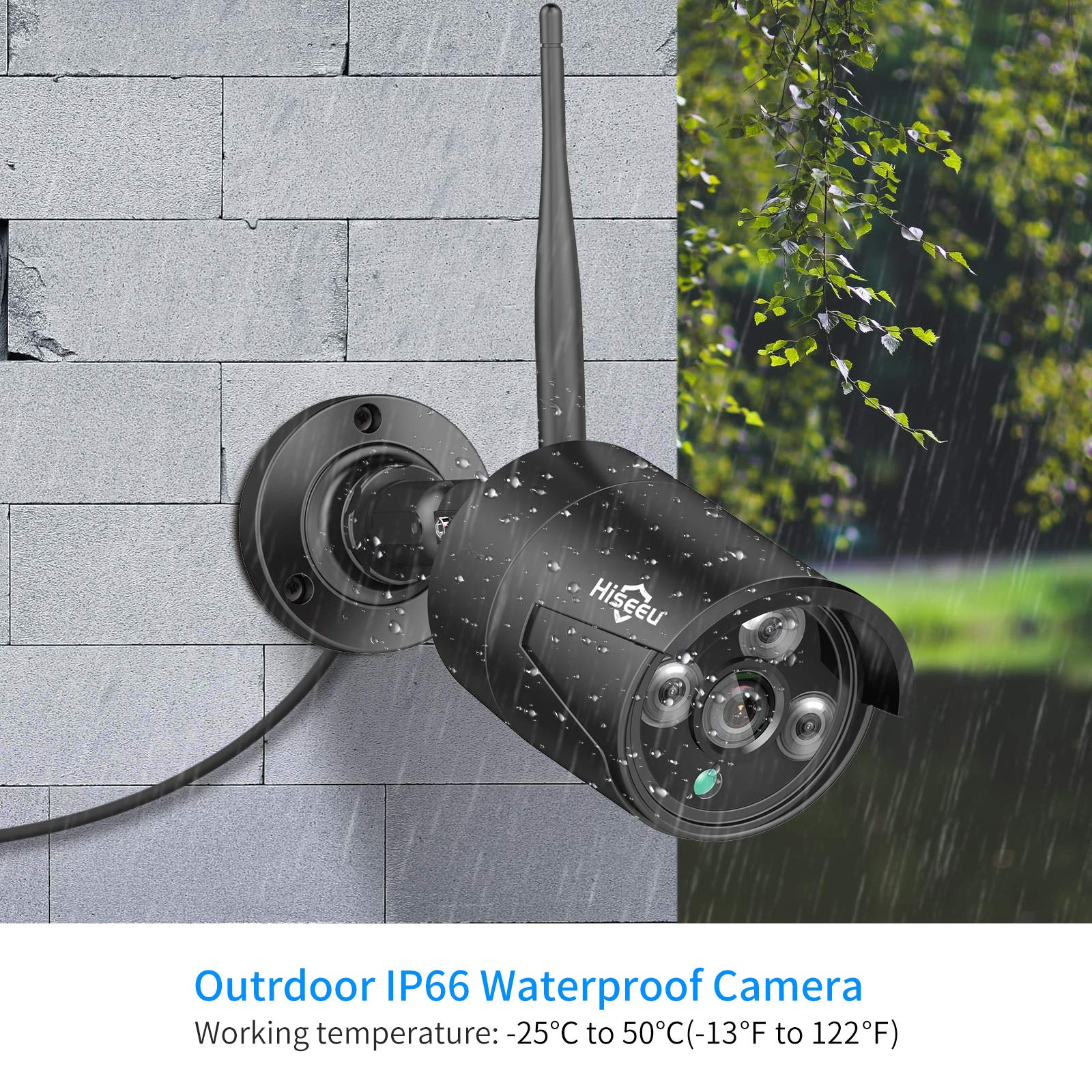 Hiseeu [16Ch Expandable, 5Mp] 2.4G/5G Wireless Pro Security Camera System, 10.1' Lcd 8Mp Monitor, 4Pcs 5Mp Outdoor Indoor Cameras, One Way Audio, Plug & Play, Waterproof, Motion Detection, 1Tb Hdd