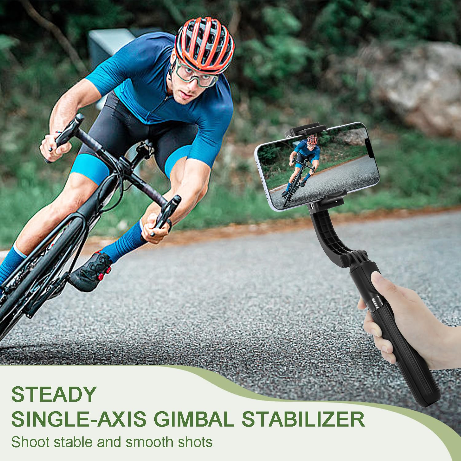 Selfie Stick Gimbal Stabilizer, Upxon 360 Rotation Tripod With Wireless Remote, Portable Phone Holder, Auto Balance 1-Axis Gimba