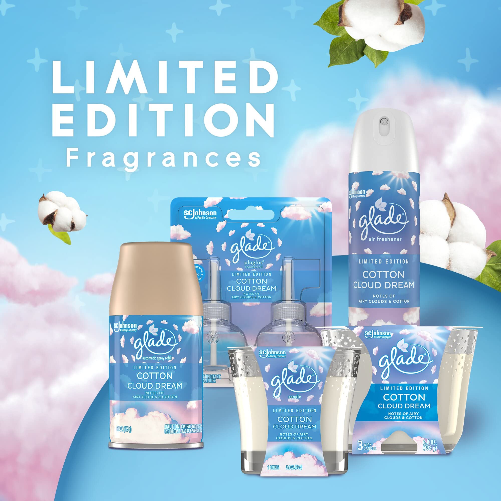 Glade Plugins Refills Air Freshener, Scented And Essential Oils For Home And Bathroom, Cotton Cloud Dream, 3.35 Fl Oz, 5 Count