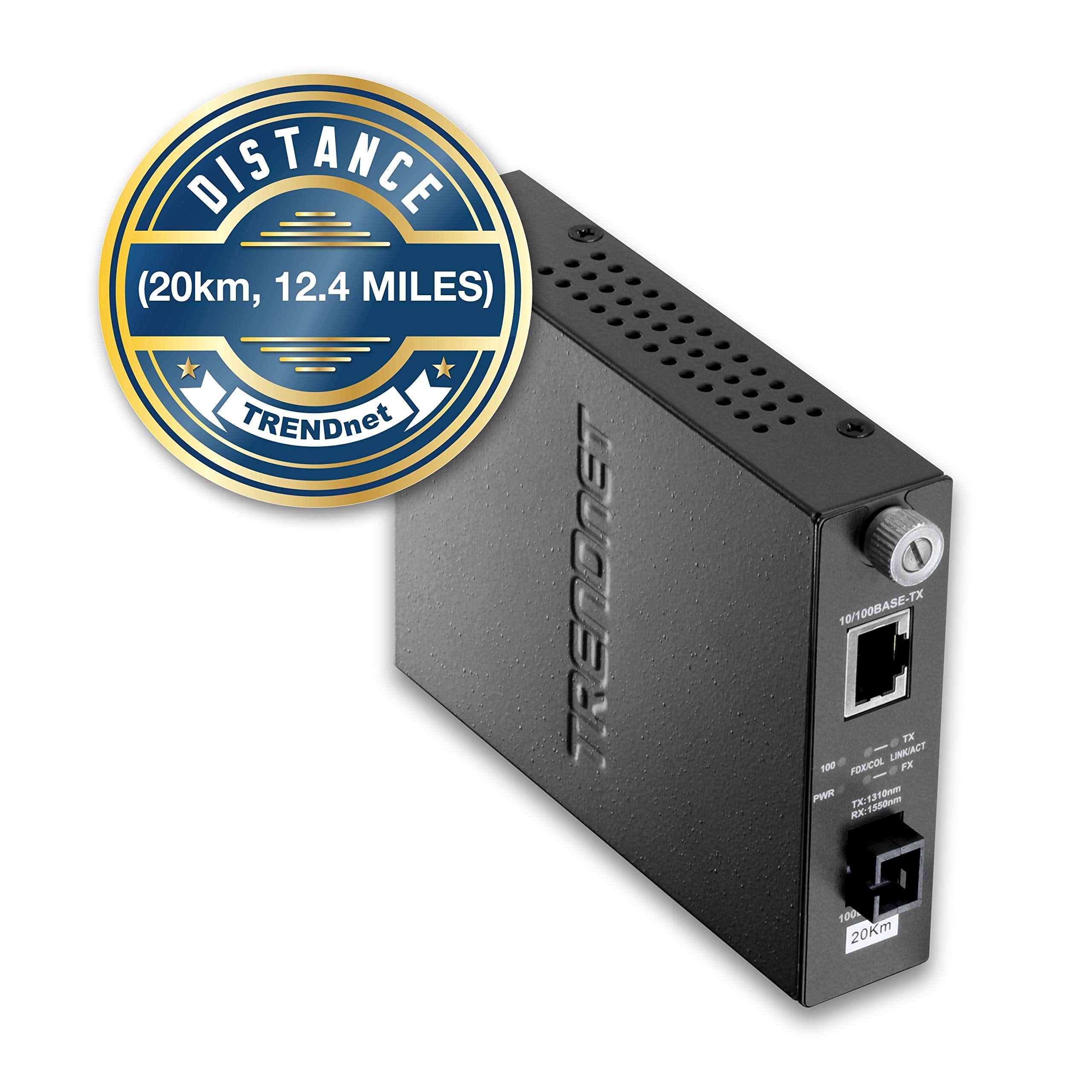 Trendnet Intelligent 100Base Tx To 100Base Fx Dual Wavelength Single Mode Sc Fiber Media Converter (20 Km/12.4 Miles),Fiber Port