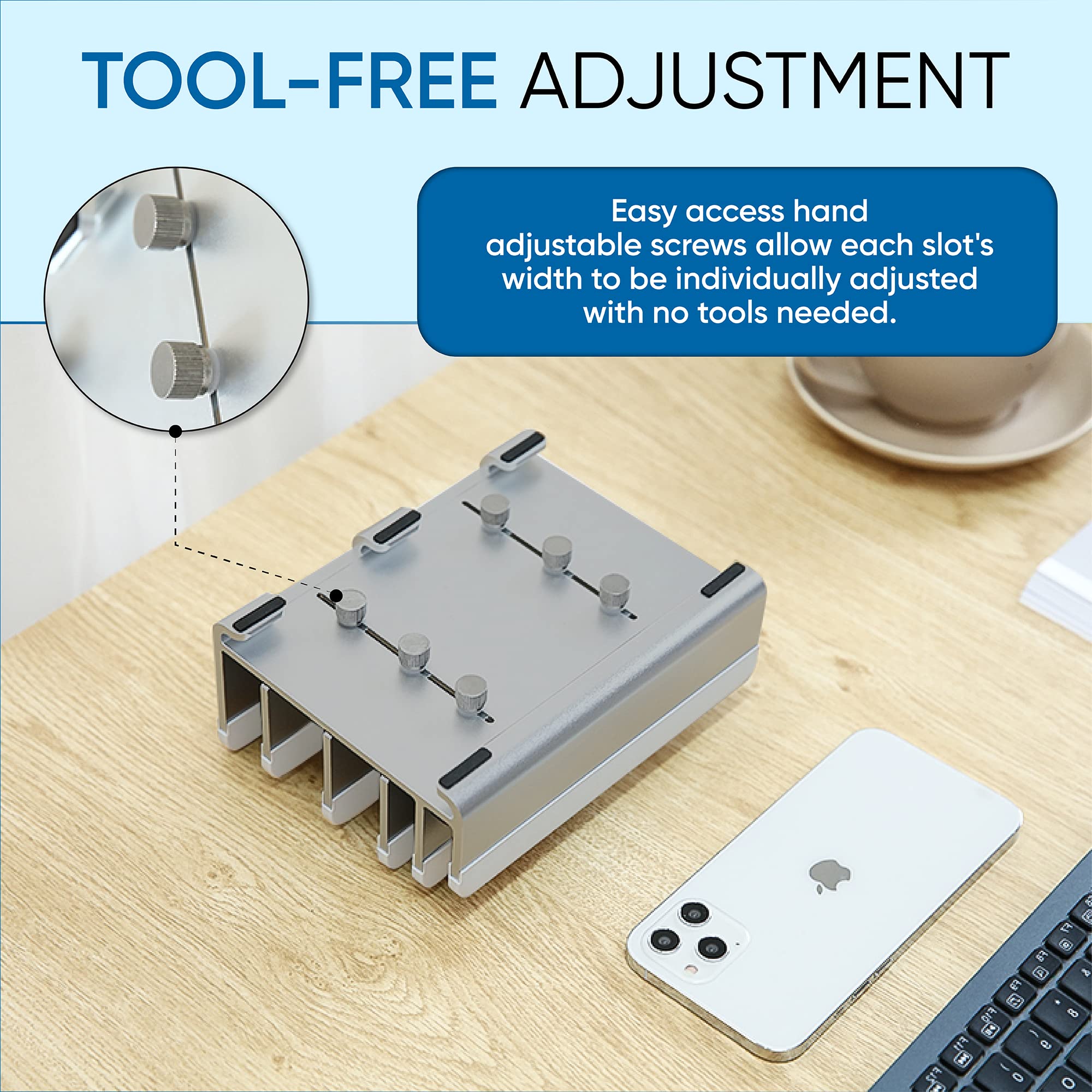 Elestoria Multiple Laptop Holder Vertical   Adjustable Laptop Vertical Stand Holds 5 Devices, Fits All Macbooks Laptops Tablets