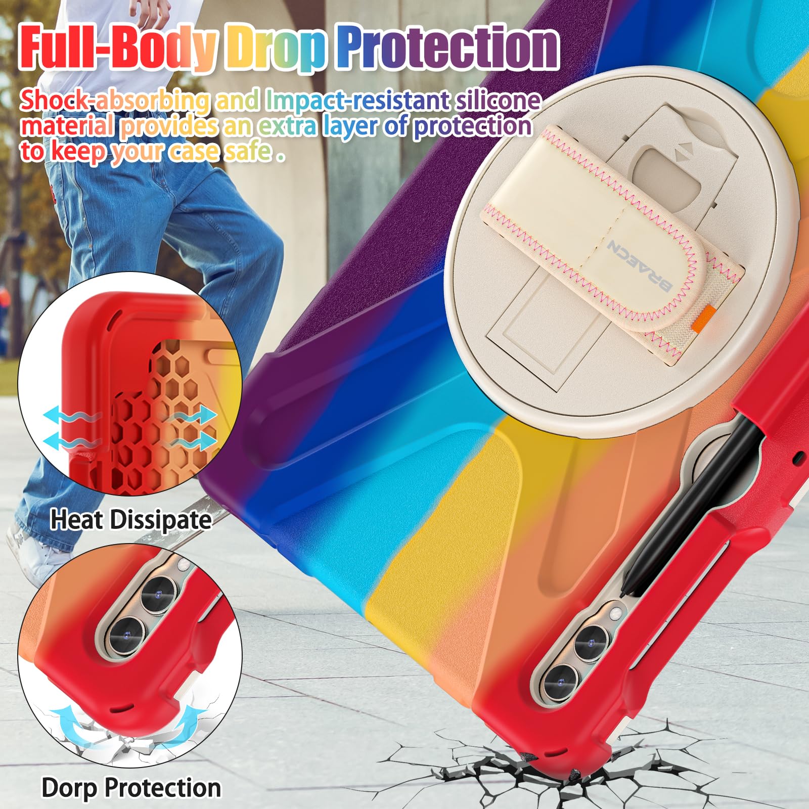 Braecnstock Kids Case For Samsung Galaxy Tab S9 Fe+ Plus/ S9+ Plus/ S8+ Plus/ S7 Fe/ S7+ Plus 5G 12.4'' Shockproof Protective Ta