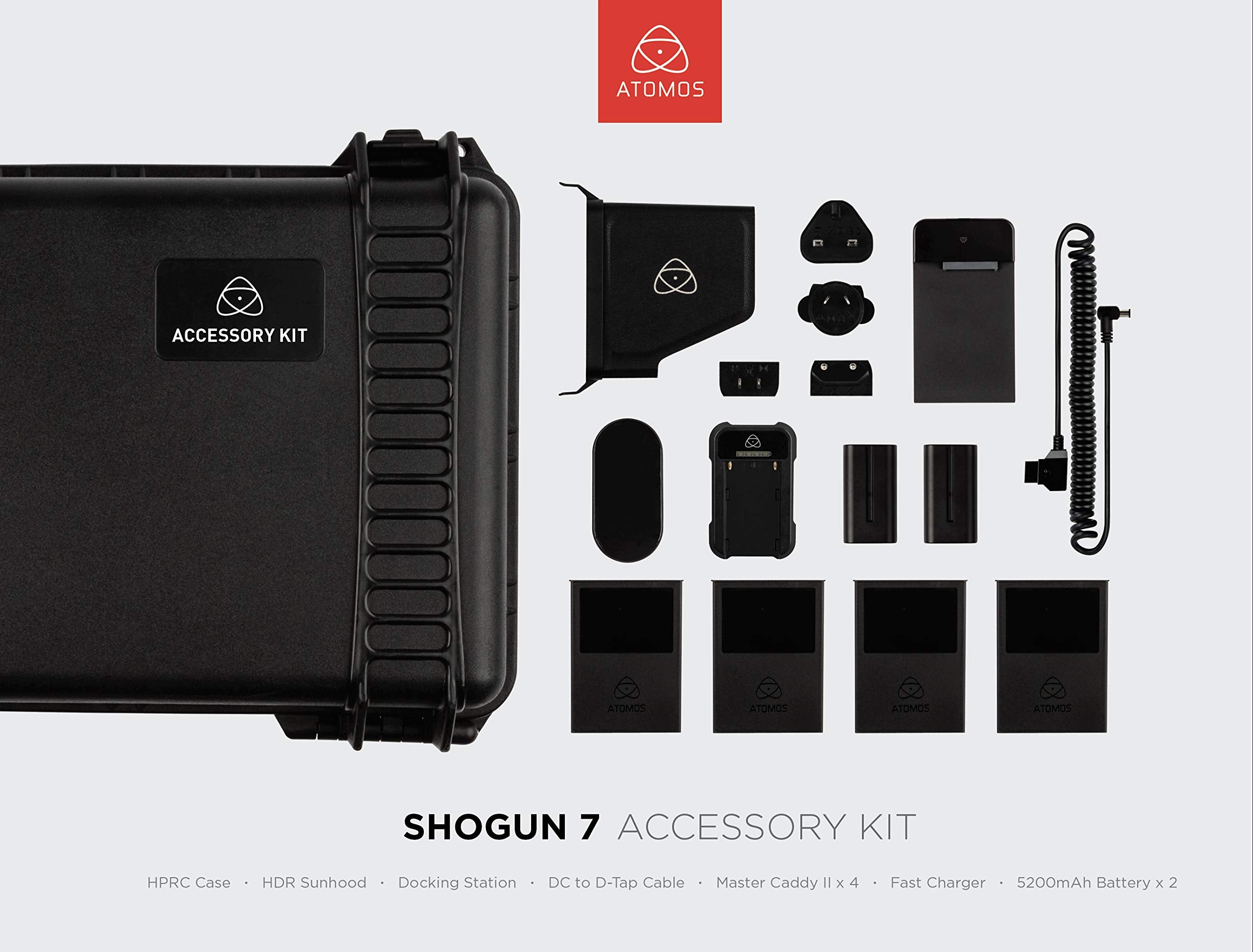 Atomos Shogun 7 Accessory Kit For Shogun 7-Inch Monitor, Includes Batteries, Charger,Docking Station,Cable,Adapter, Caddies, Sun