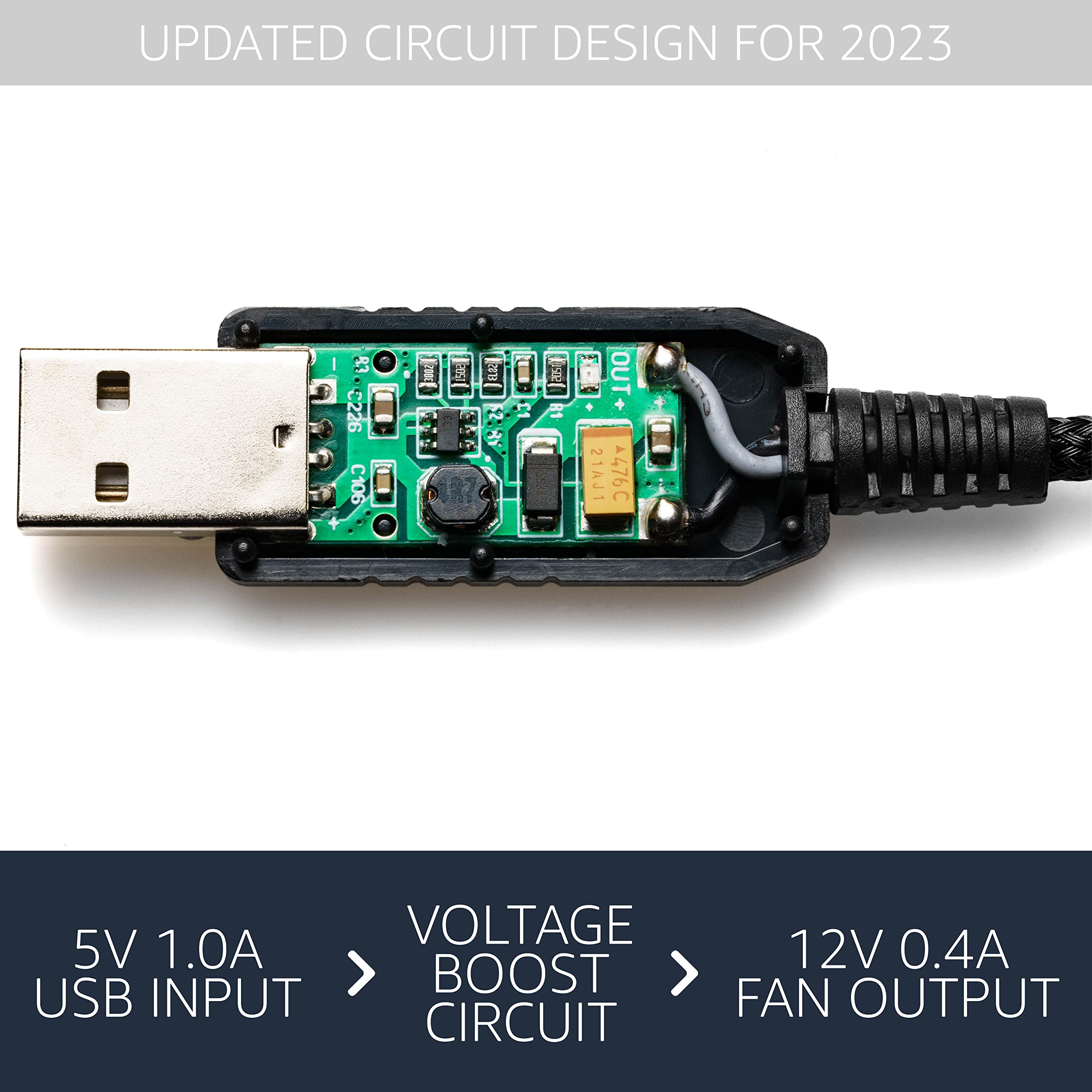 Crj 12V Step Up Usb Fan Power Adapter Cable   24 Inch (60Cm), Black Sleeved   Full Fan Speed Adapter For 3 Pin/4 Pin Pc Cooling