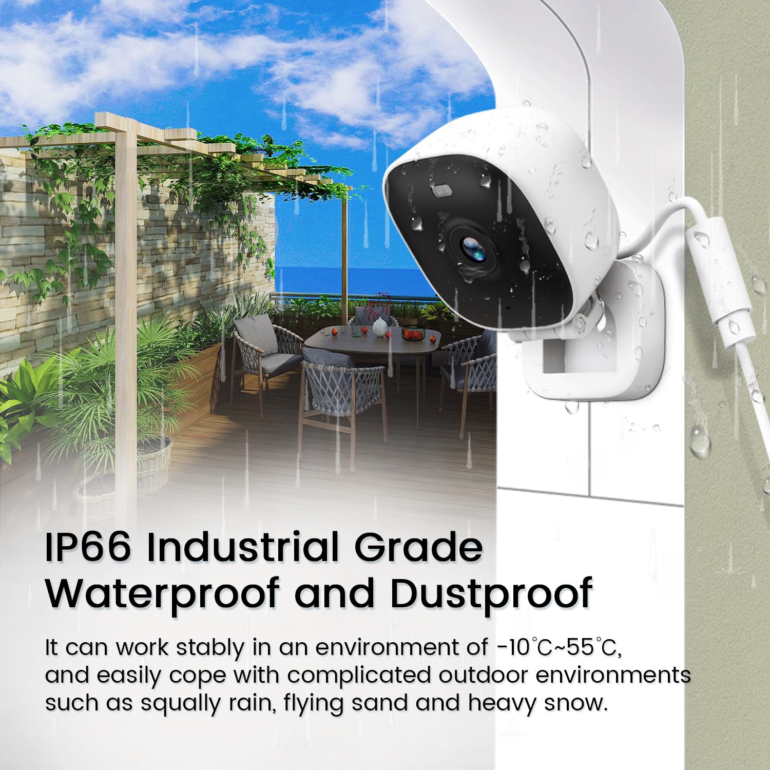 Vimtag Security Camera, 3.5K/6Mp Outdoor/Indoor Wired Plug In 2.4G Wi Fi Spotlight Camera For Home Security, 2 Way Audio/Color N