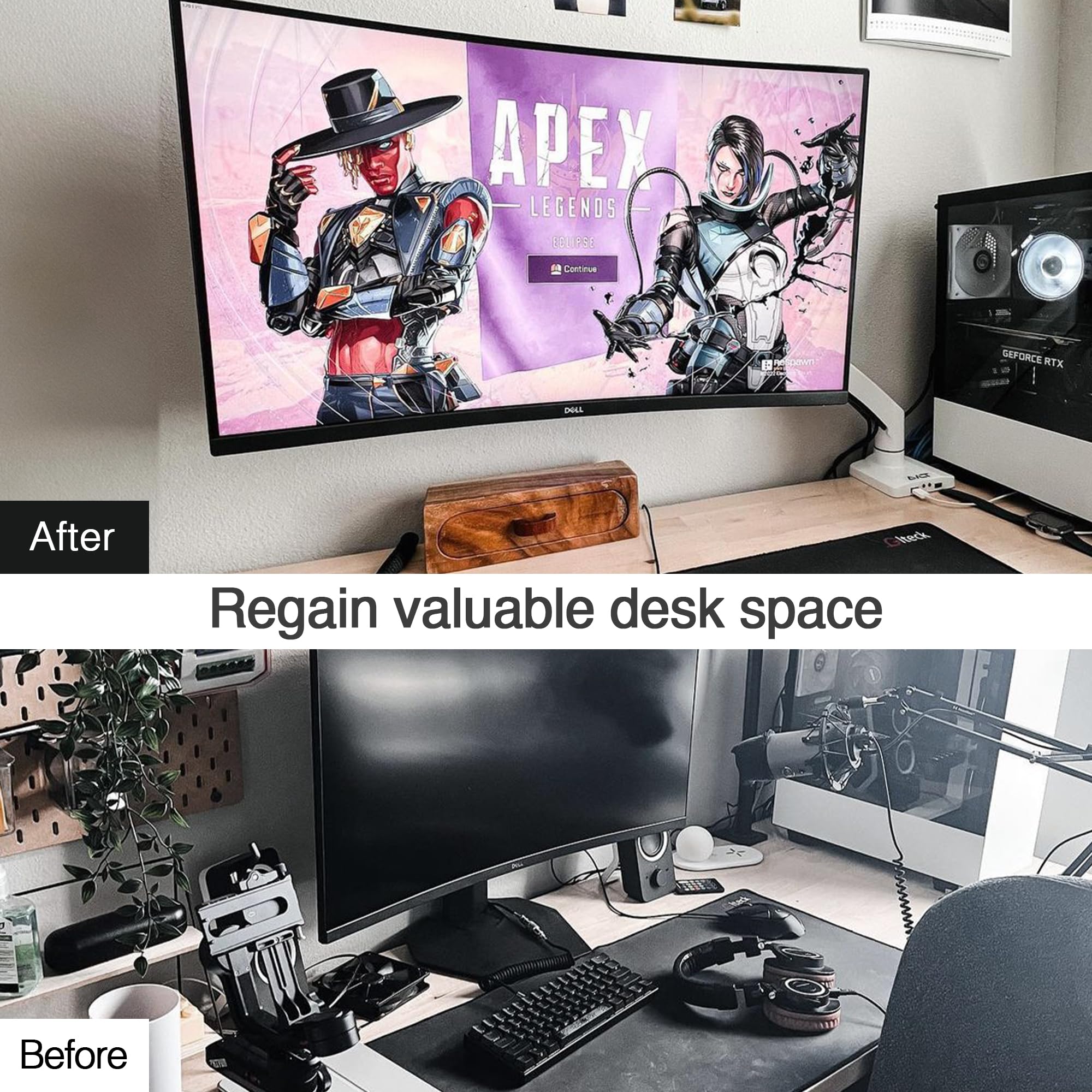 Avlt Single 17-49 Super Ultrawide Monitor Arm For Screens Up To 50 Lbs, Premium Aluminum Desk Stand, Adjustable Pneumatic Height