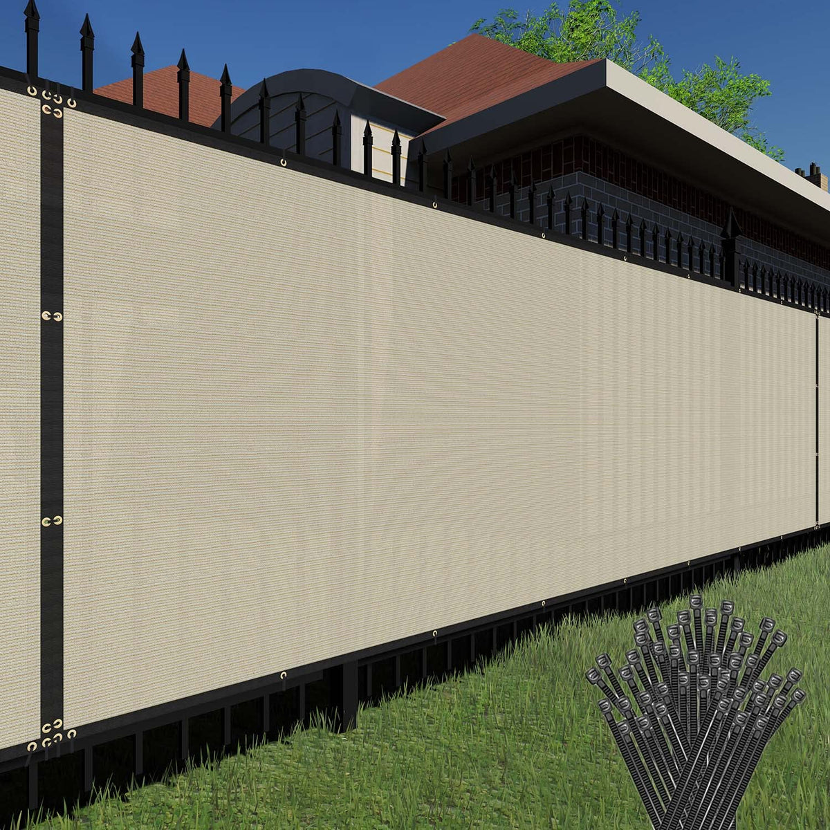 Tang Sunshades Depot Privacy Fence Screen Beige 5 X 122 Heavy Duty Commercial Windscreen Residential Fence Netting Fence Cover 1