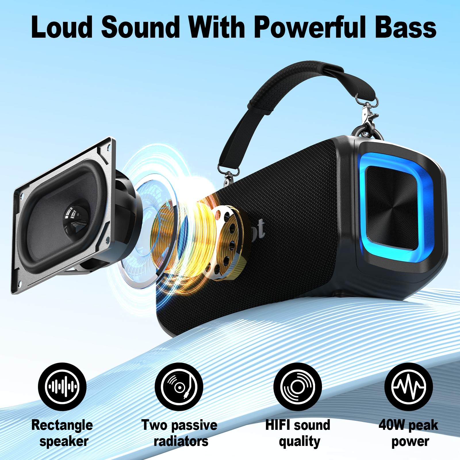 Small Portable Karaoke Machine For Adults With 2 Wireless Microphones, 40W Peak Bluetooth Speaker Four Magic Sound Effects Perfe