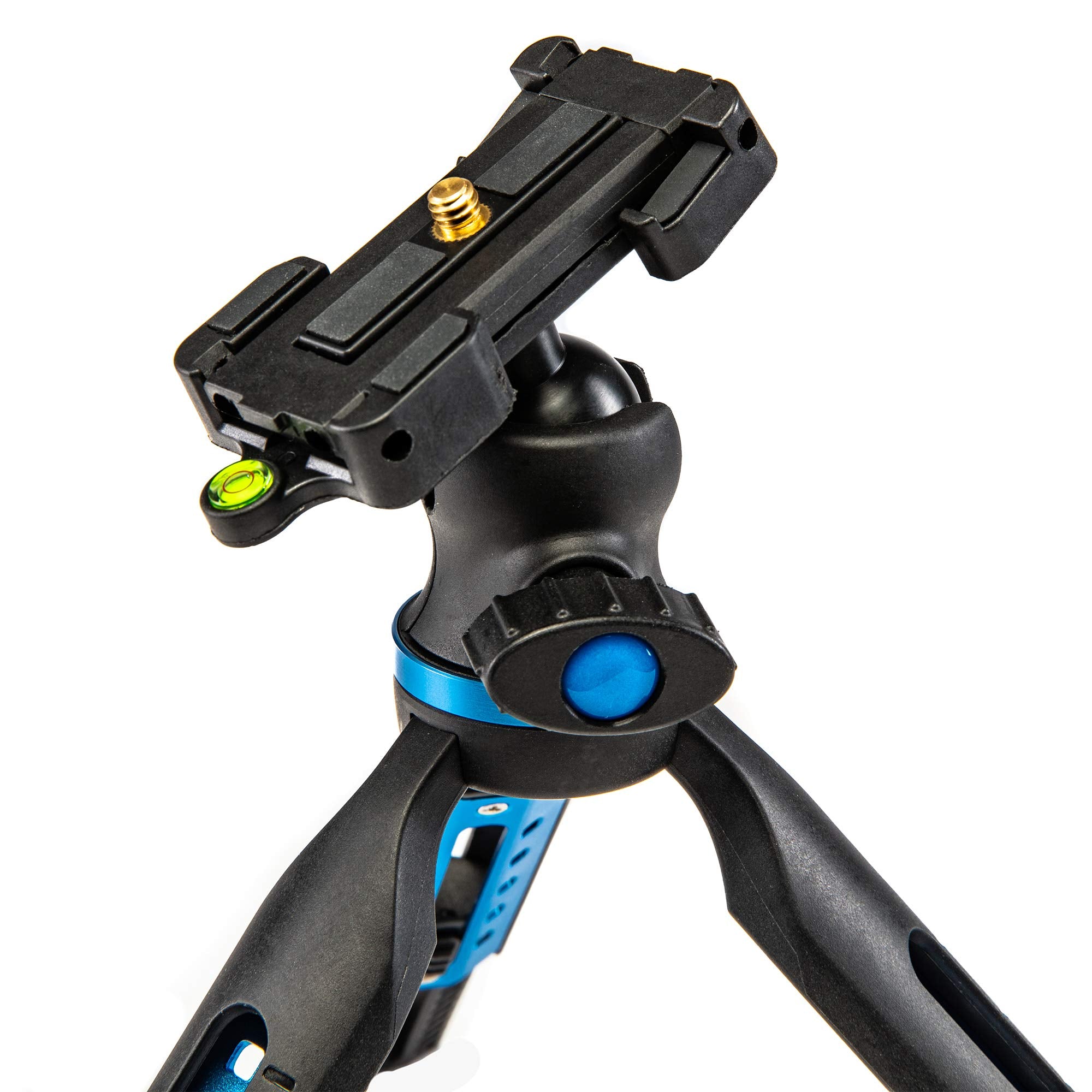 Ritz Gear Blue Anodized Aluminum/Abs Height Adjustable Tabletop Tripod For Cell Phone And Dslr Camera Packet Size