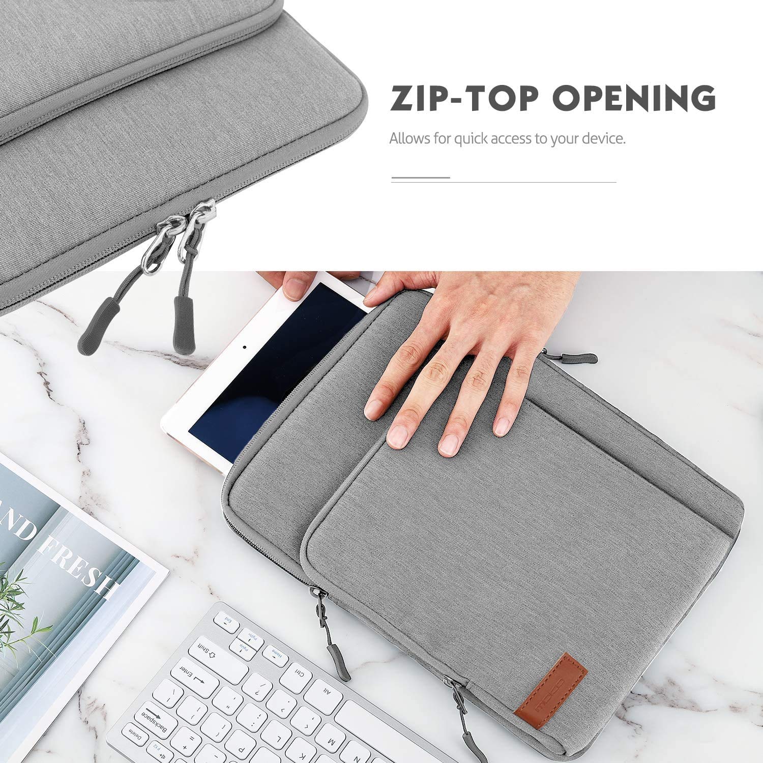 MoKo Laptop Sleeve Bag for 13.3 14 Inch, Notebook Carrying Case with Pocket Fits New MacBook Pro M3/M2 14' /13' M2/M1 Pro/M1 Max 14.2 2023 2021/Air 13.6' M2 2022, Surface Pro 9/8 13', Light Gray