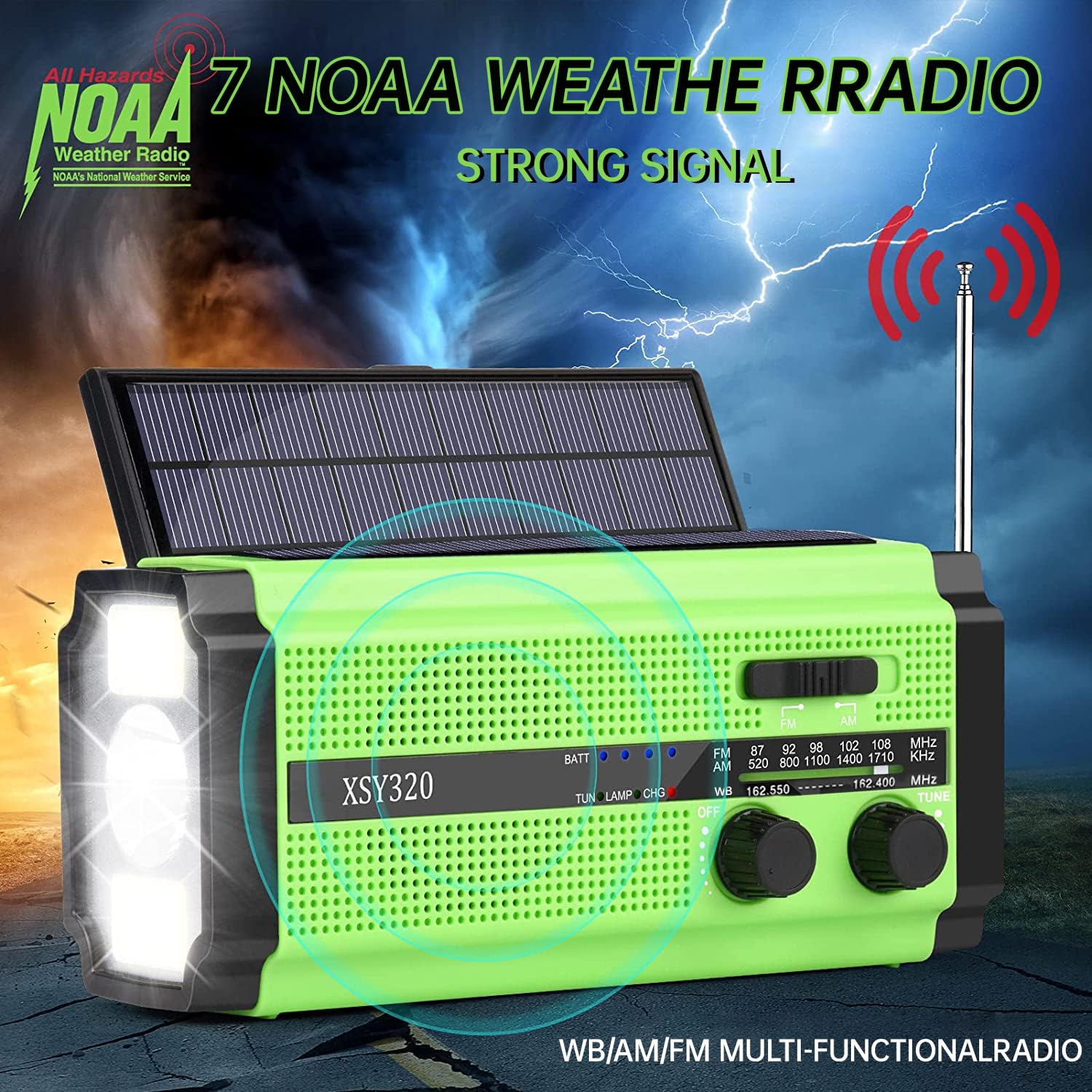5000Mah/18500Mwh Emergency Hand Crank Radio With 2 Solar Panels,Portable Am Fm Noaa Weather Radio,Rechargeable Battery Powered R