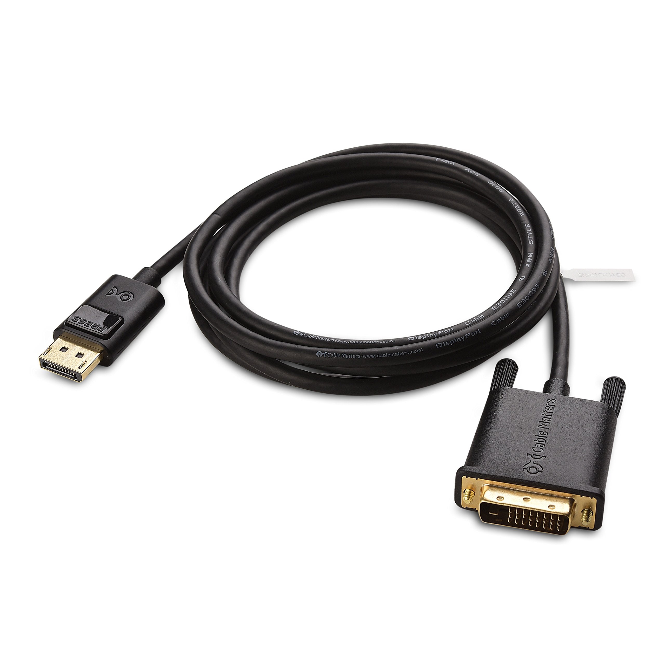 Cable Matters Displayport To Dvi Cable (Dp To Dvi Cable) 6 Feet