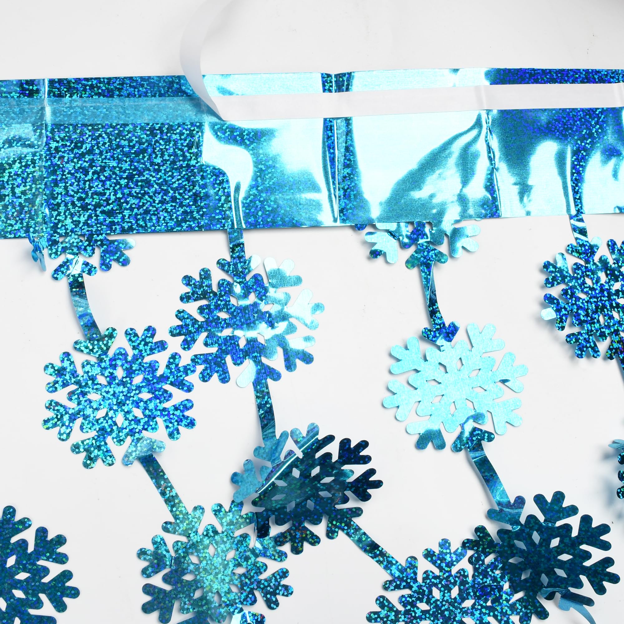 Braveshine Blue Party Snowflake Backdrop   2 Pack Hanging Foil Fringe Snow Flakes Party Streamers Curtain For Christmas Winter T