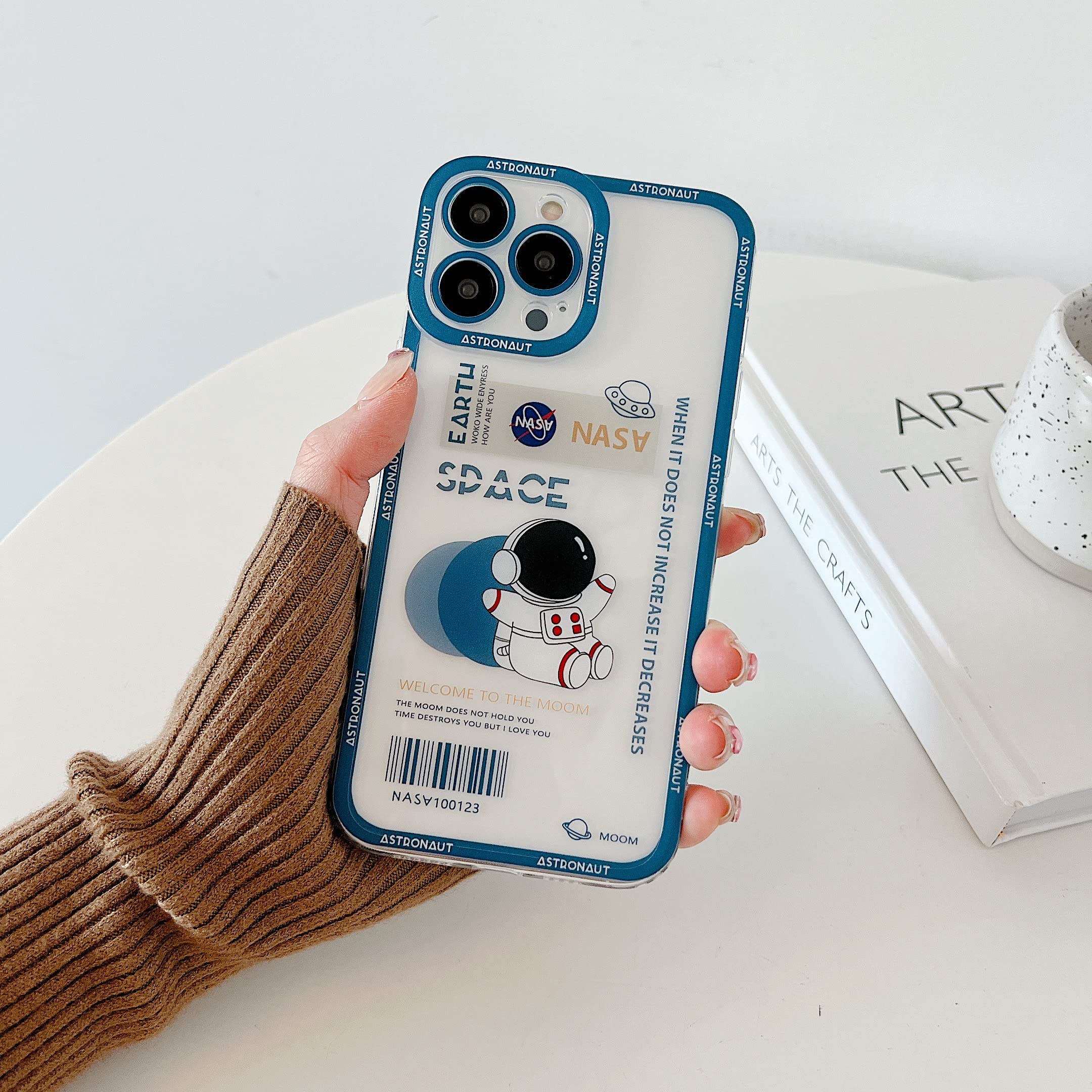 Yonds Queen For Iphone Xr Clear Cute Case, Cool Cartoon Astronaut Space Planet Moon Design Stylish Soft Tpu Bumper Shockproof An