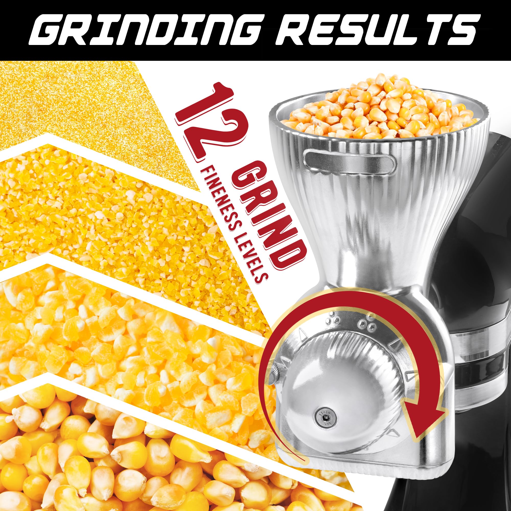 Glink All Metal Grain Mill Attachment Fit For Kitchenaid Stand Mixer,12 Levels Flour Grinder Accessories, Grain Mill Attachment