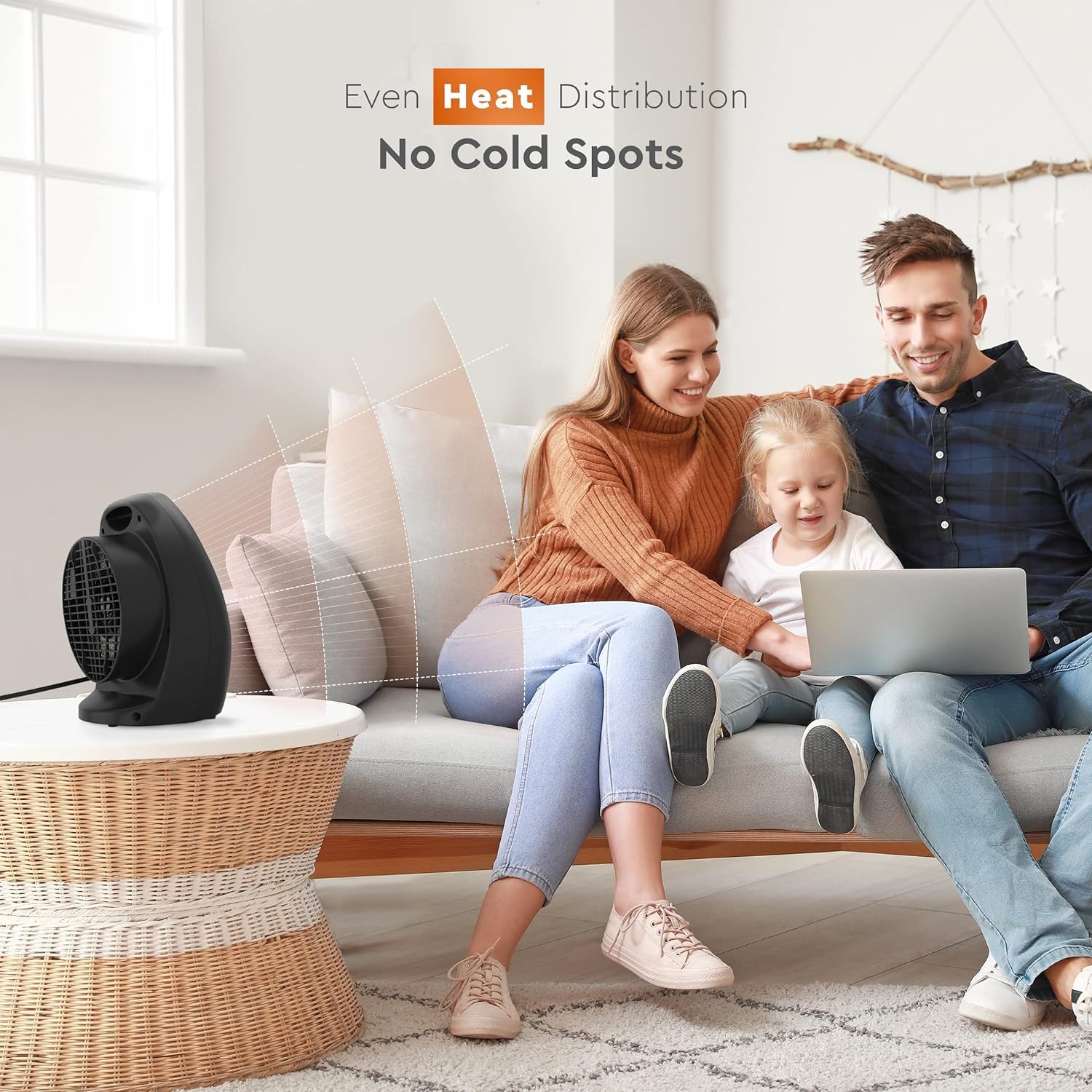 Comfort Zone Electric Fan Forced Portable Space Heater With Adjustable Thermostat, Overheat Sensor, Tip Over Switch, & Heat Resi