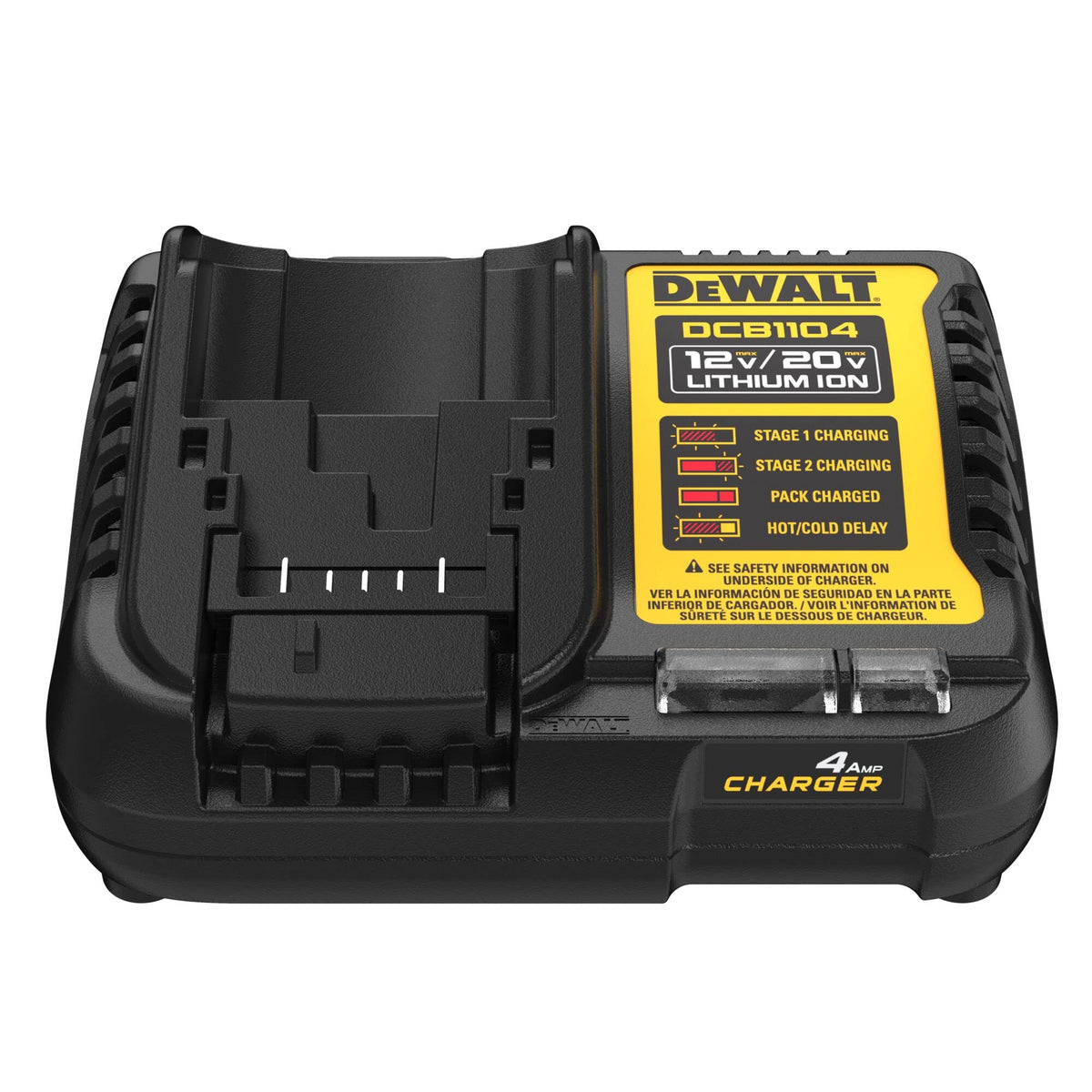 Dewalt 12V Max/20V Max Lithium Ion Battery Charger, 4 Amp, Waterproof (Dcb1104)