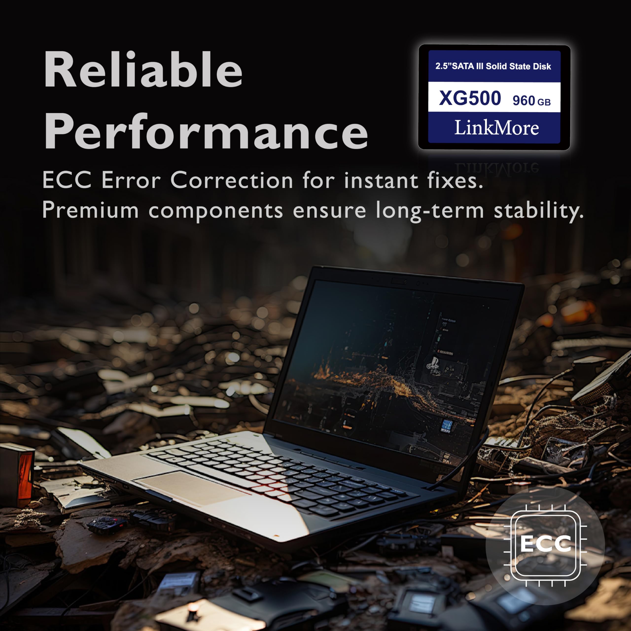 Linkmore Xg500 960Gb 2.5'' Sata Iii (6Gb/S) Internal Ssd, Solid State Drive, Read Speed Up To 550Mb/S, 2.5 Inch For Laptop And P