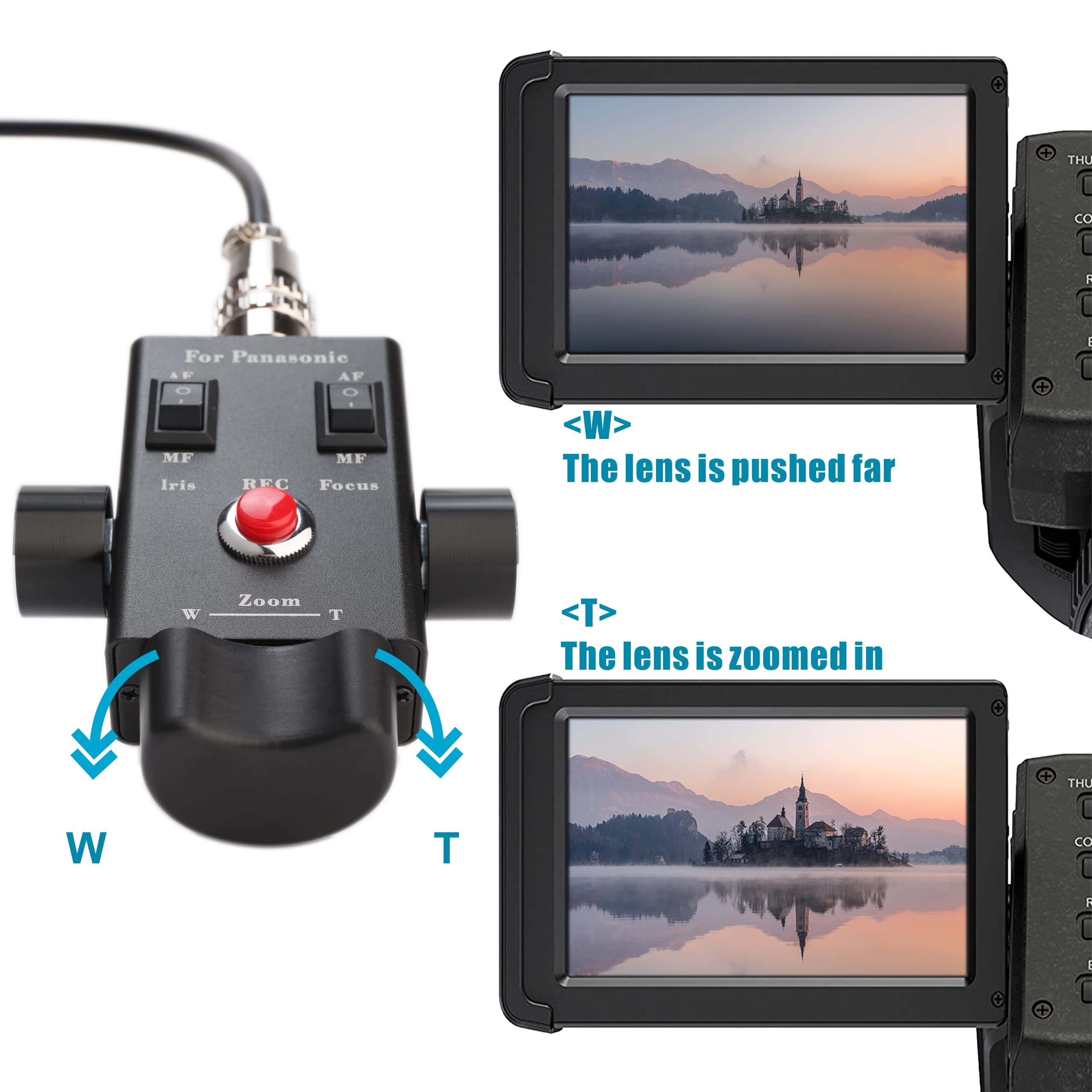 Koertacoo Camcorder Zoom Controller, Remote Control Zoom, Iris, And Focus Control + 2.5Mm And 3.5Mm Jack Cable For Panasonic Hc X1 Hc Pv100 Ag Ux90 Ag Ux180 Hc X1000 Ag Ac30 Ag Ac90 Au Eva1 Camera.