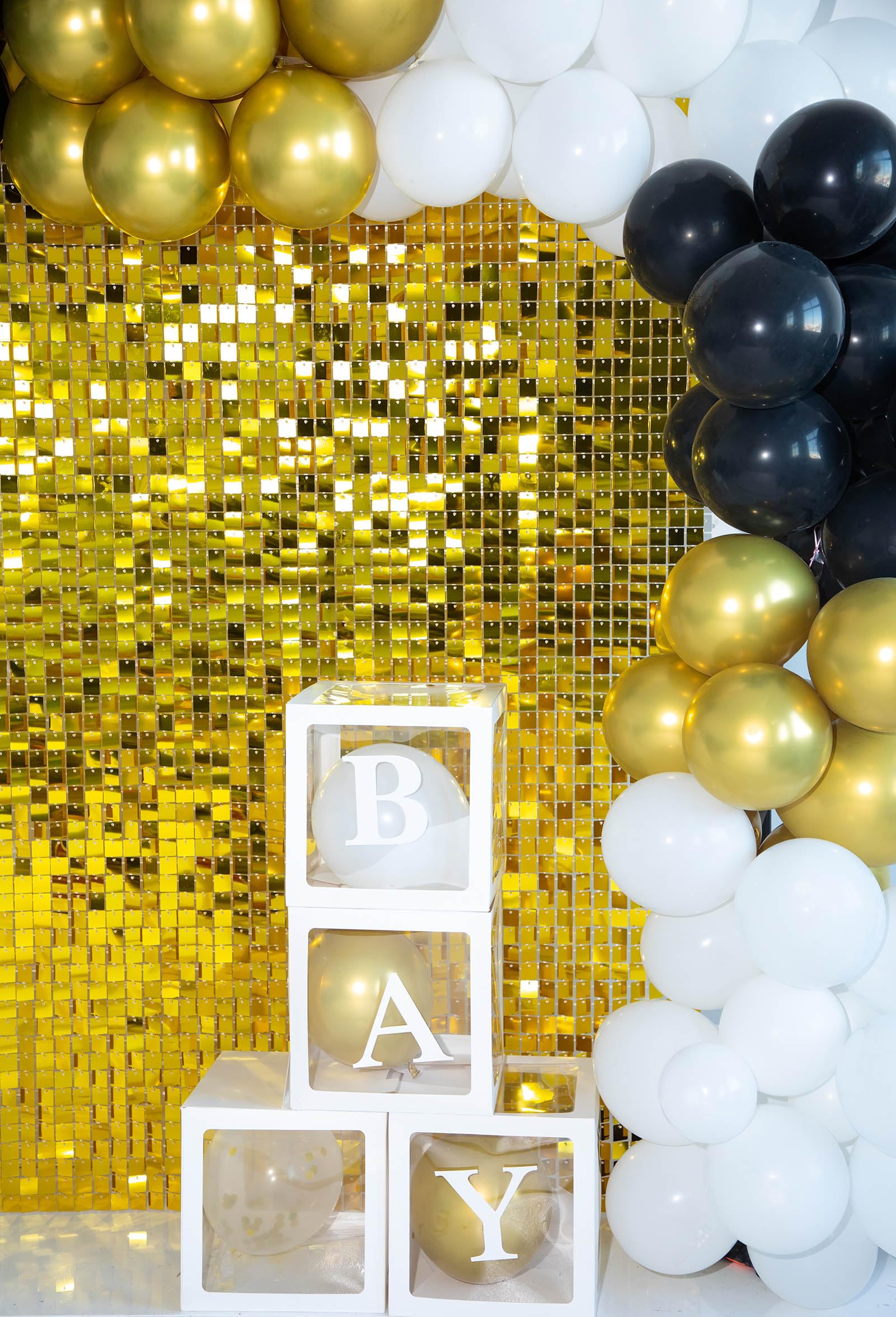 Shimmer Wall Backdrop Gold Wall Panels 12Pcs Square Sequin Shimmer Wall Backdrop Decoration For Birthday Party,Wedding, Annivers