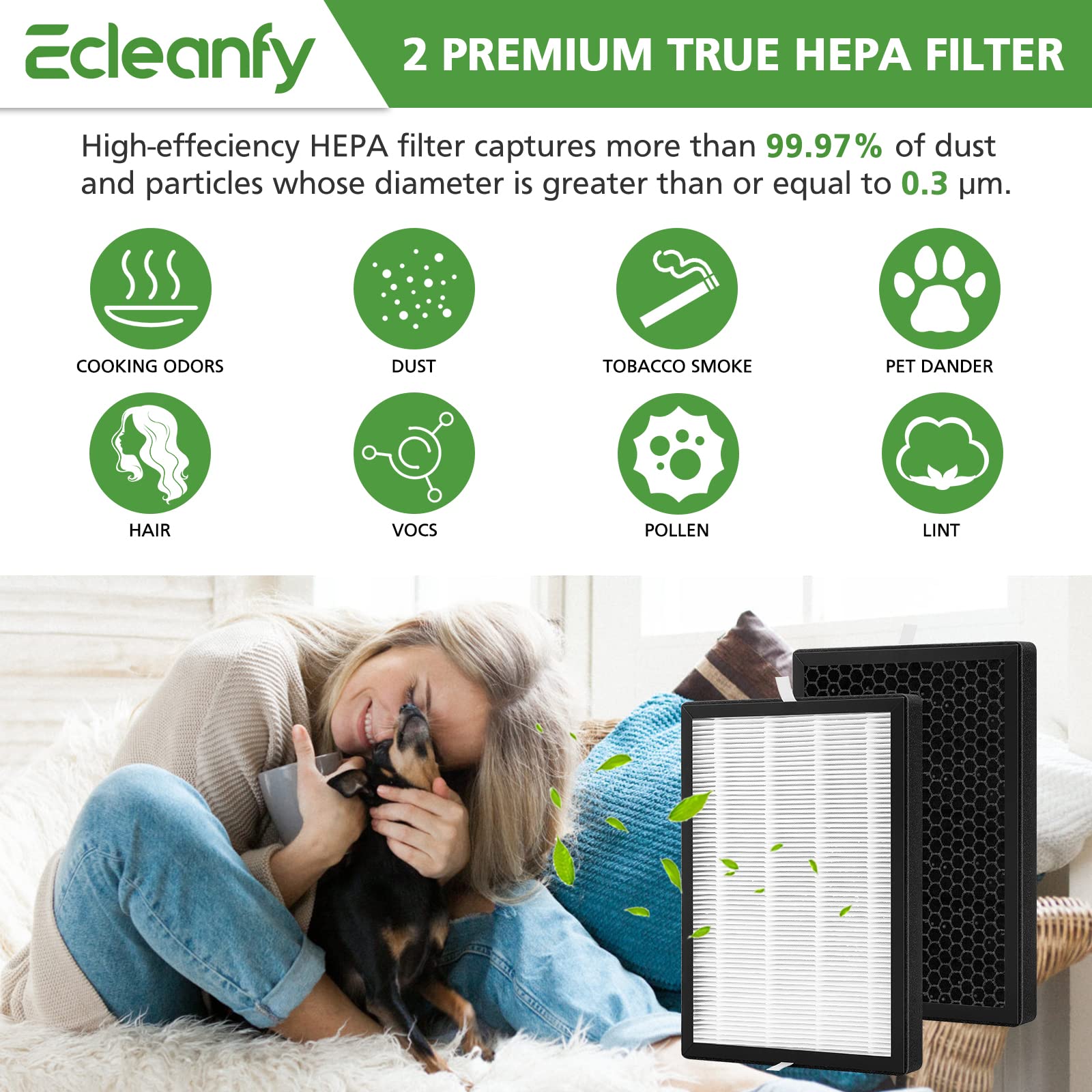 2 Pack True Hepa Gl Fs32 Filter Compatible With Mooka/Koios Gl Fs32 & Azeus Gl Fs32 Air Purifier, 3 In 1 True Hepa For Mooka Gl