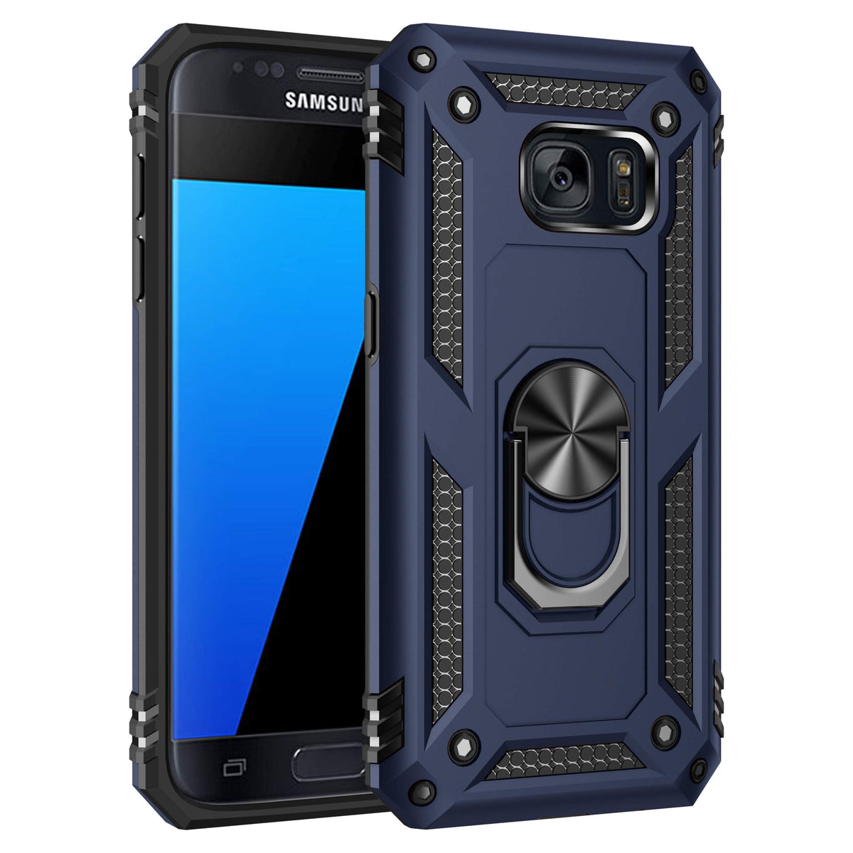 S7 Case Military Protection With Built In 360 Rotation Kickstand Support Car Magnetic Holder For Samsung Galaxy S7 Blue
