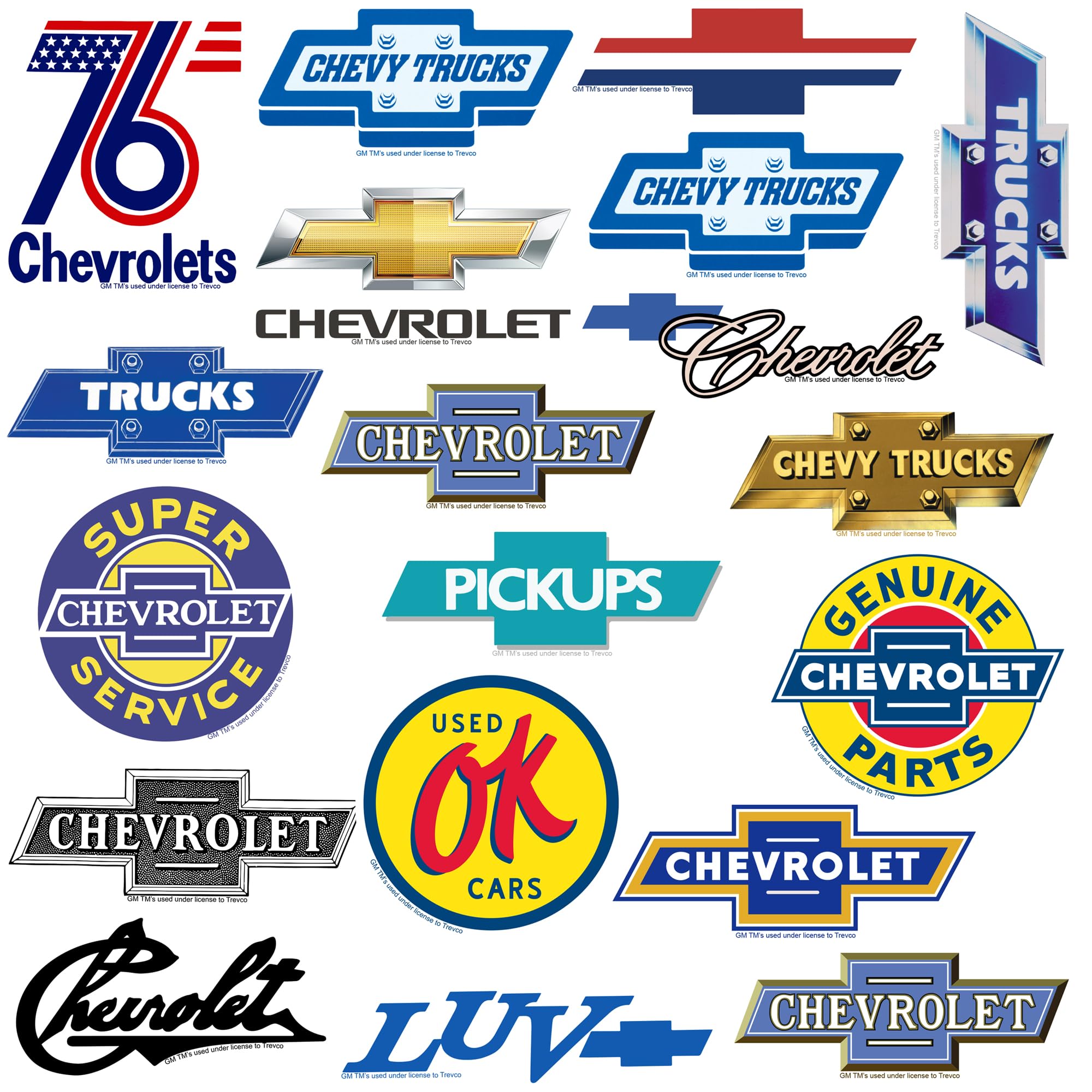 GRAPHICS & MORE Chevrolet 50ct Vinyl Sticker Pack - Deluxe Variety for Laptop, Water Bottle, Scrapbooking, Indoor/Outdoor Use