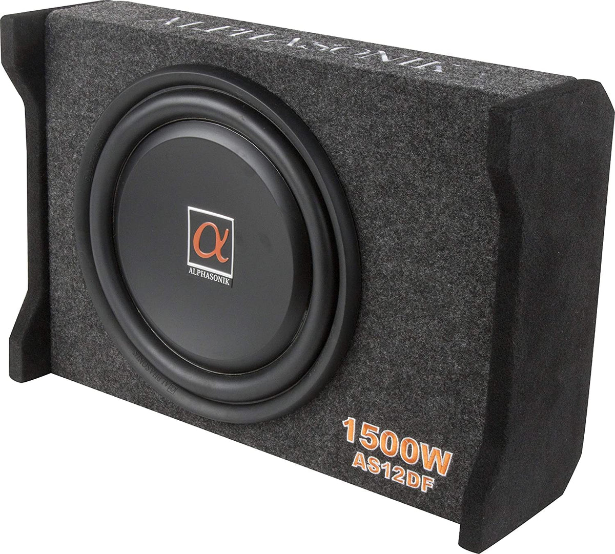 Alphasonik AS12DF 12' 1500 Watts 4-Ohm Down Fire Shallow Mount Flat Enclosed Sub woofer for Tight Spaces in Cars and Trucks, Slim Thin Loaded Subwoofer Air Tight Sealed Bass Enclosure