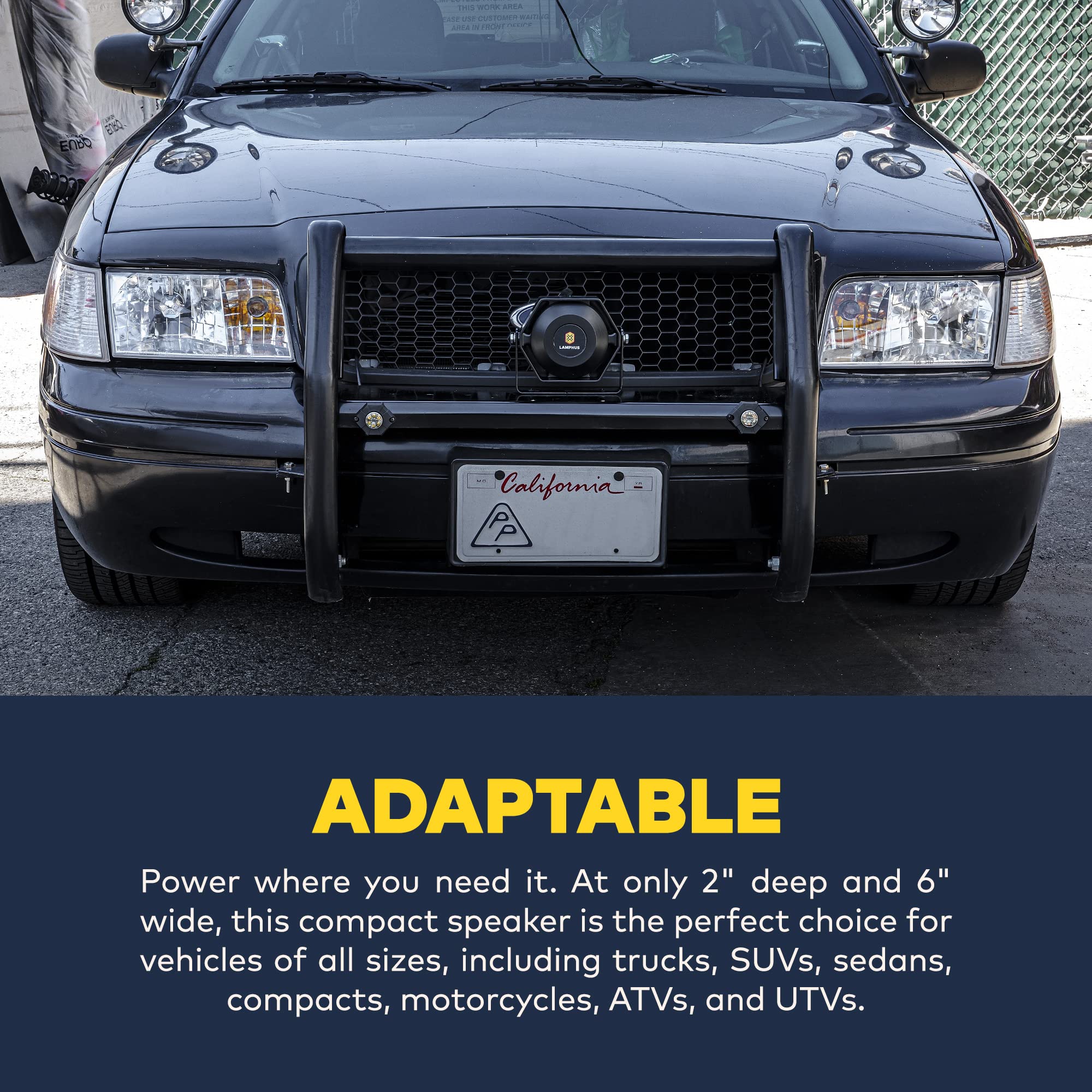 Lamphus Soundalert 100 W Compact Slim Speaker [118 124 Db] [Ip66 Waterproof] [Universally Compatible] Air Horn Speaker For Emergency Police Fire Vehicles