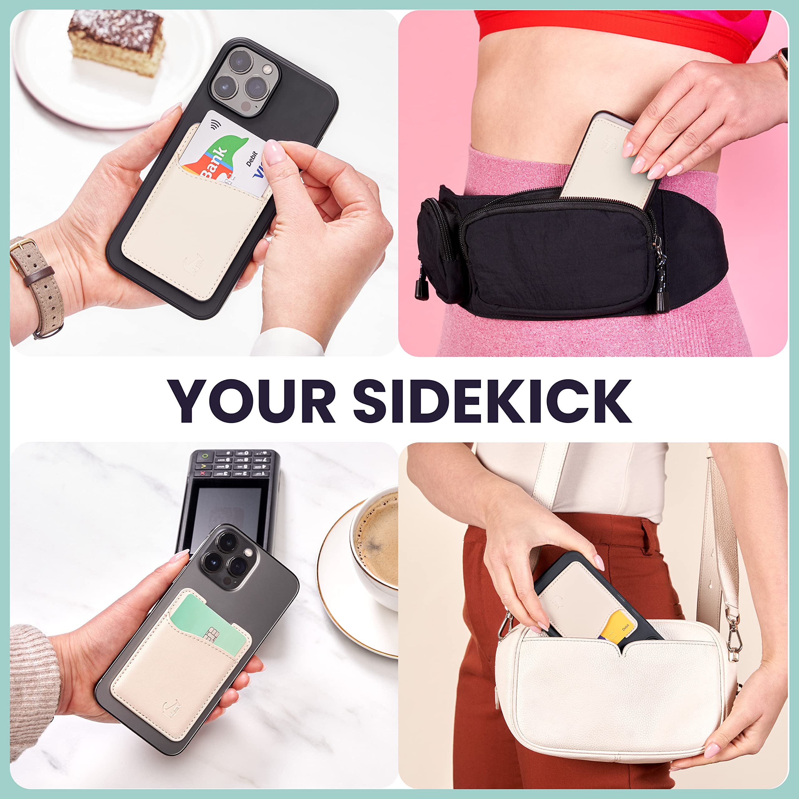 Premium Leather Phone Card Holder   Stick On Wallet For Iphone And Android Smartphones   Minimalist Style With Non Slip Lining S