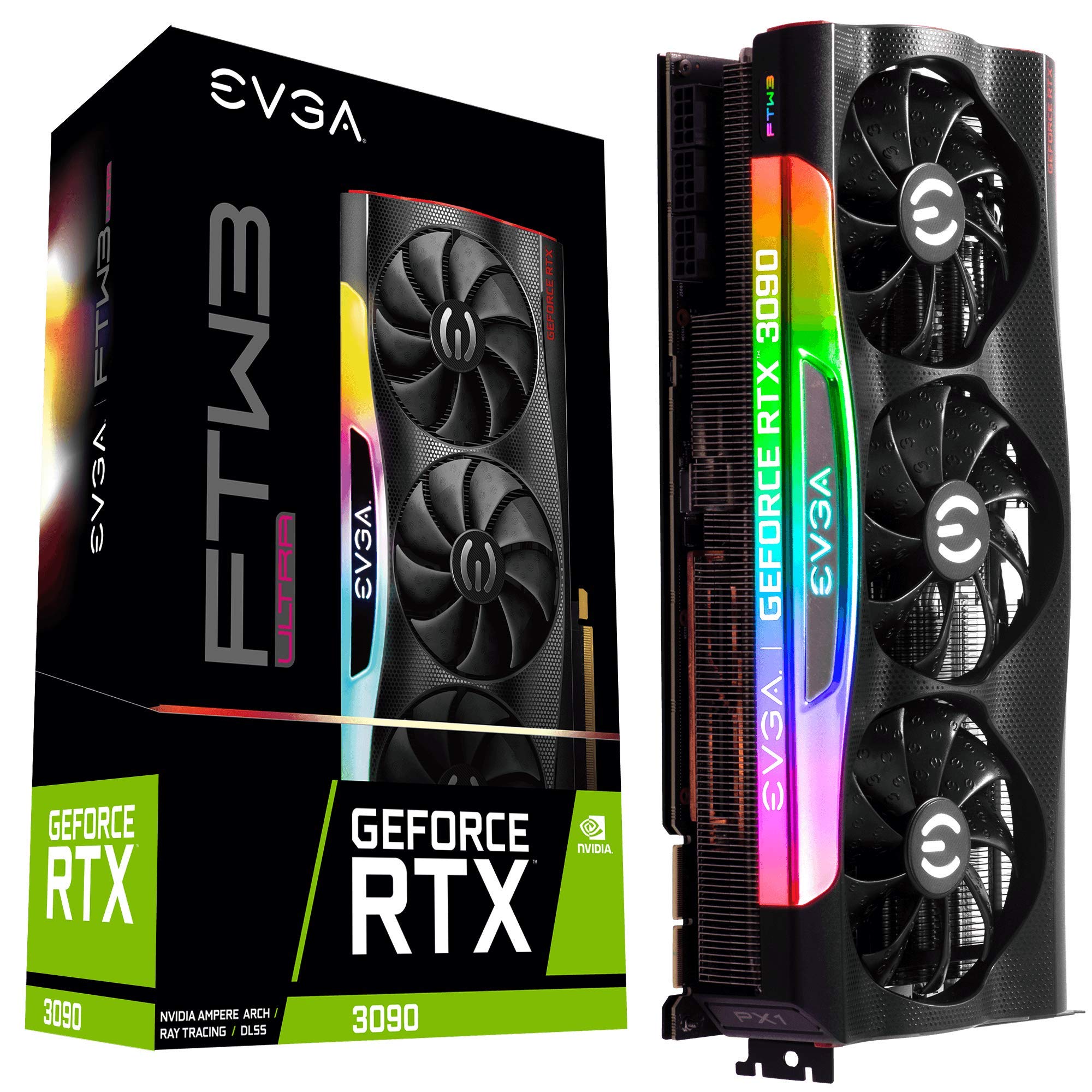 EVGA Geforce RTX 3090 Ftw3 Ultra Gaming, 24G-P5-3987-Kr, 24Gb Gddr6X, Icx3 Technology, Argb Led, Metal Backplate