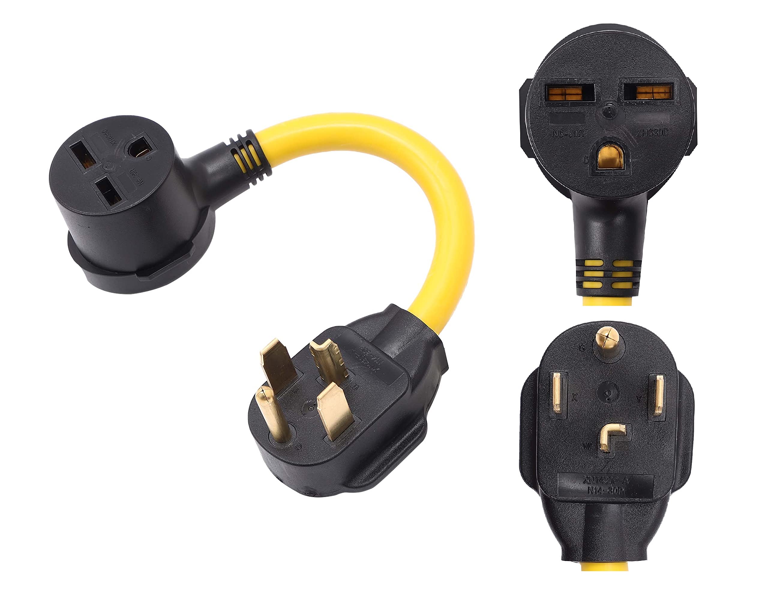 Onetak Nema 14 30P To 6 30R 240V 30 Amp 4 Prong Male Plug To 3 Prong Female Receptacle Generator Dryer Welder Ev Charger Power C