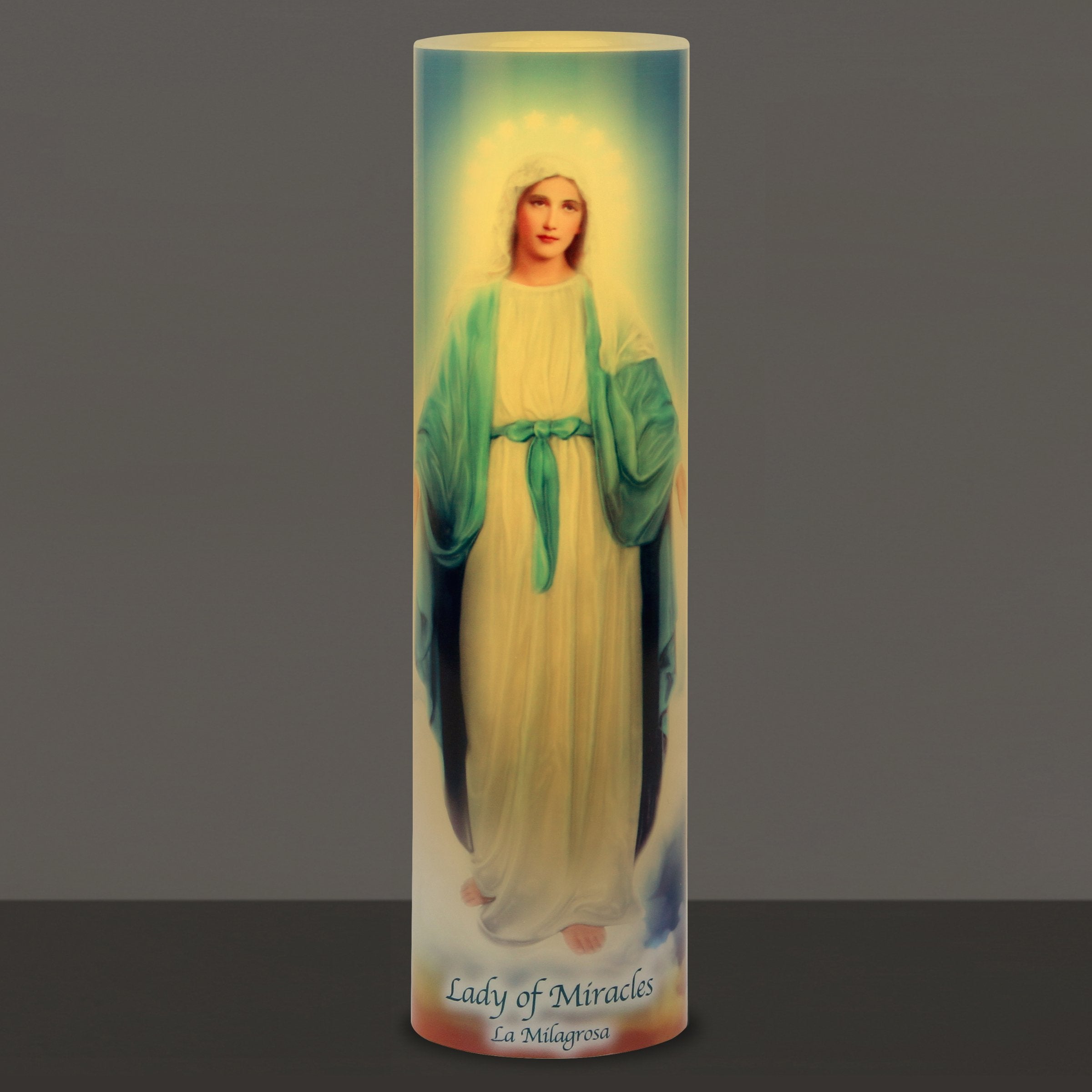 The Saints Collection Lady Of Miracles, Led Flameless Devotion Prayer Candle, Religious Gift, 6 Hour Timer For More Hours Of Enj