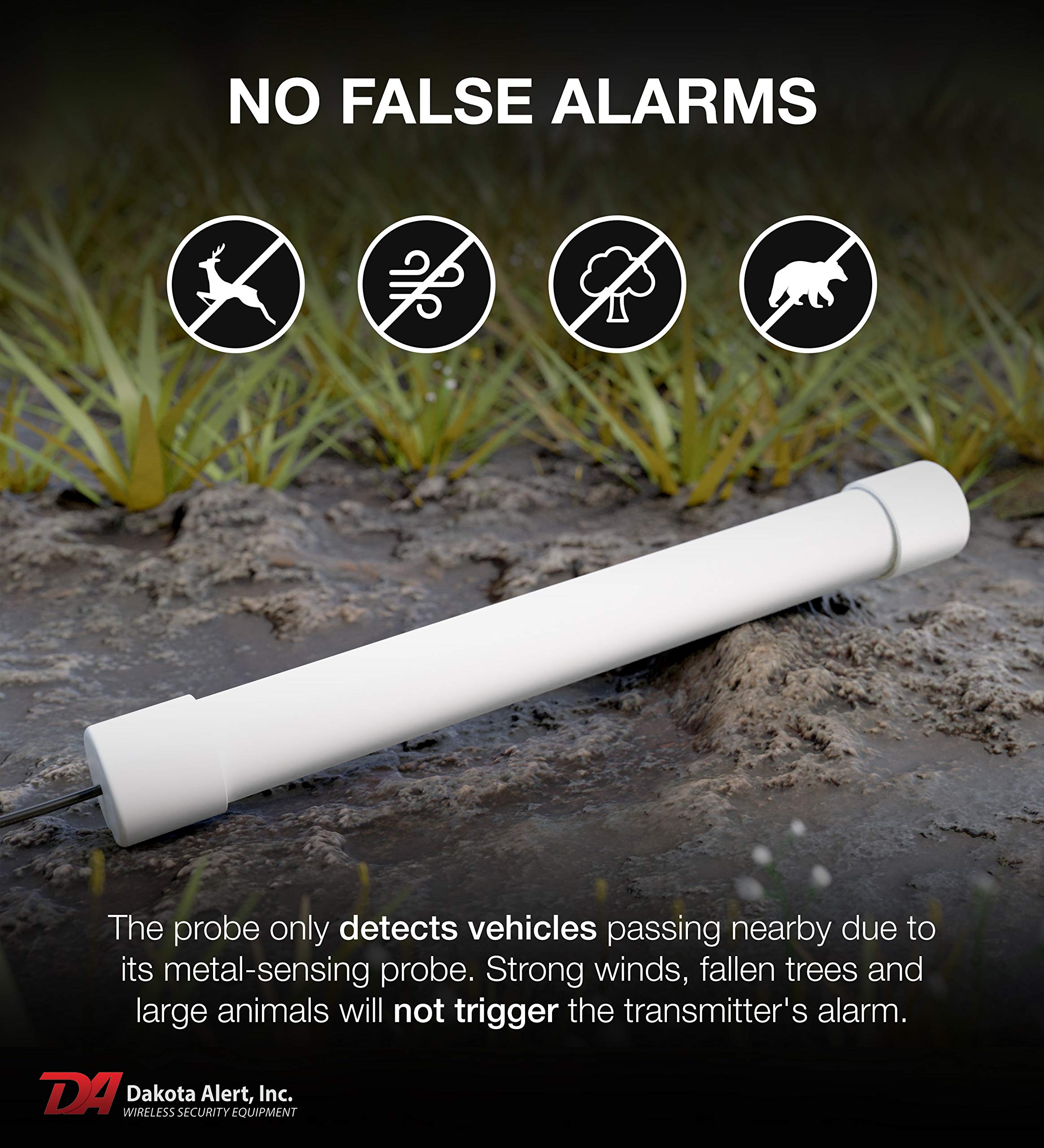 Dakota Alert Wireless Driveway Alarm System Dcpa 4000 One Mile Wireless Range, Dcr 4000 Receiver & Dcpt 4000 Vehicle Detecting Probe Transmitter With Direct Burial Cable | Outdoor Vehicle Sensor Alarm