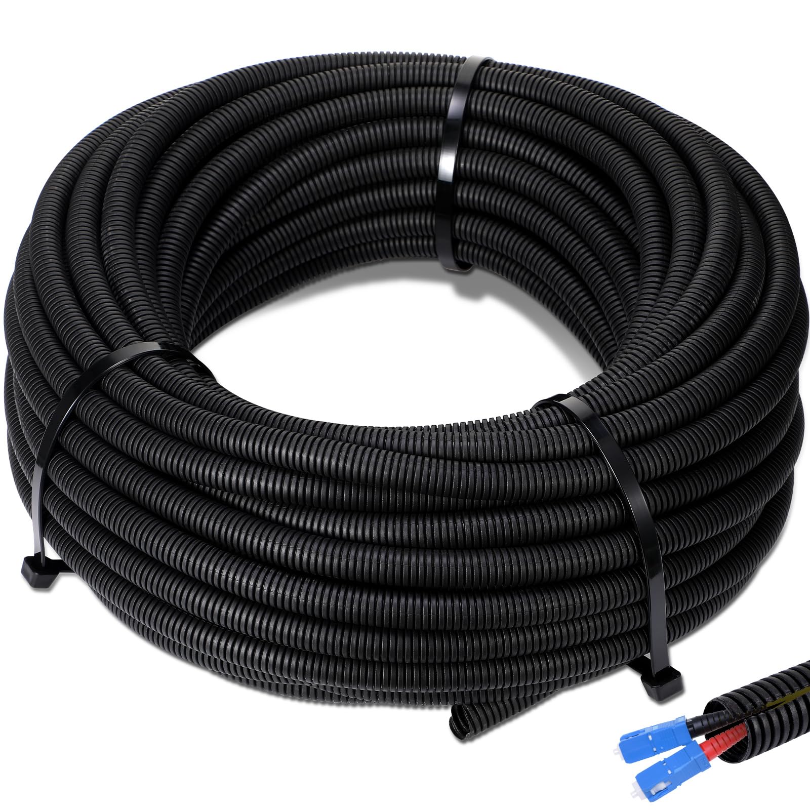 Sasylvia 3/4'' X 200 Ft Split Wire Loom Tubing Wire Conduit Bulk Flexible Electrical Wire Cover Protective Split Cable Sleeves