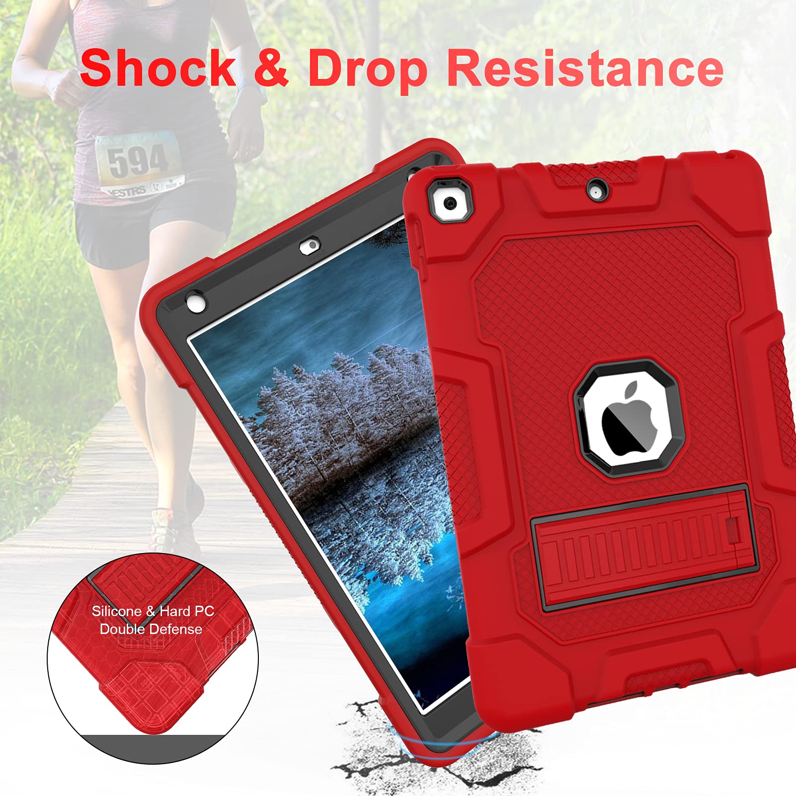 Timism Case For Ipad 9Th Generation/Ipad 8Th Generation/Ipad 7Th Generation, Slim Heavy Duty Shockproof Protective Case With Kic