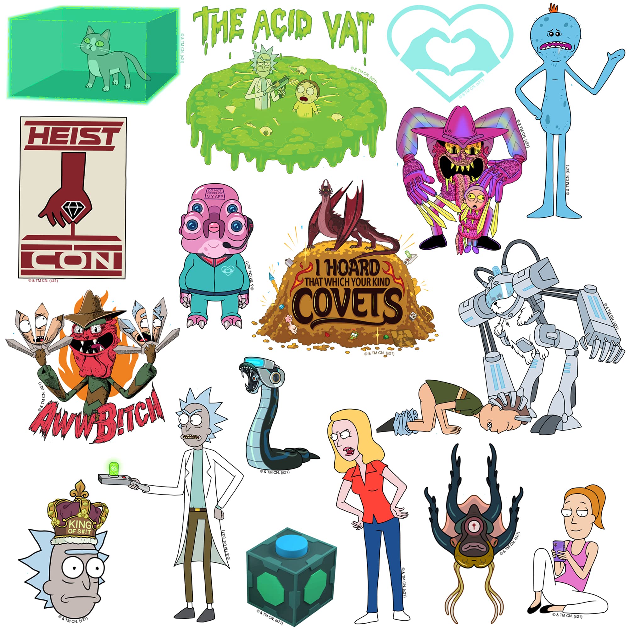 GRAPHICS & MORE Rick and Morty Vinyl Sticker Pack - 50 Die Cut Stickers for Laptop, Water Bottle, Scrapbooking - Colorful Variety Set