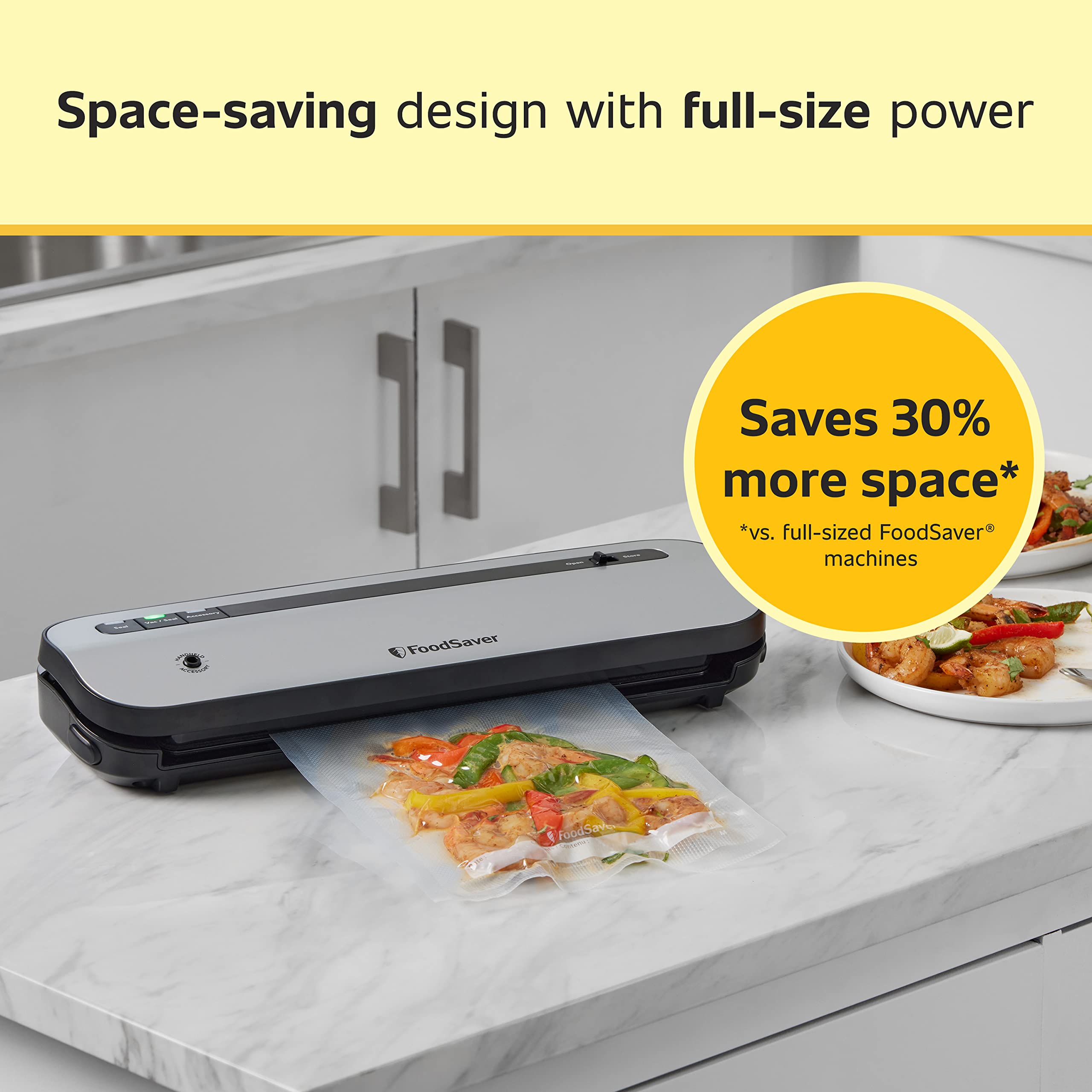 Foodsaver Space Saving Vacuum Sealer With Bags And Roll