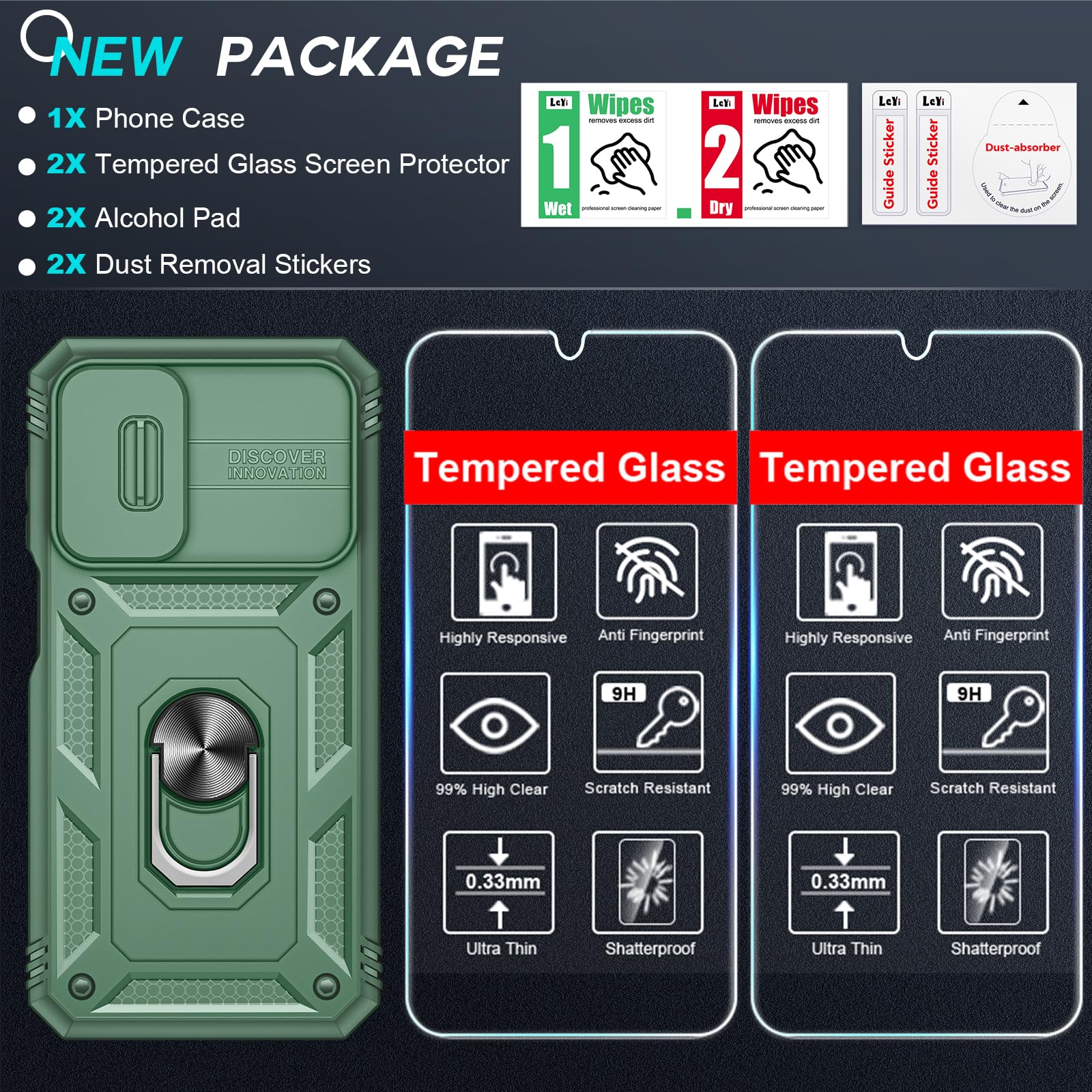 Leyi Compatible For Samsung A15 5G Phone Case: A15 5G Screen Protector With Galaxy A15 Case, Magnetic Rotatable Kickstand, Heavy