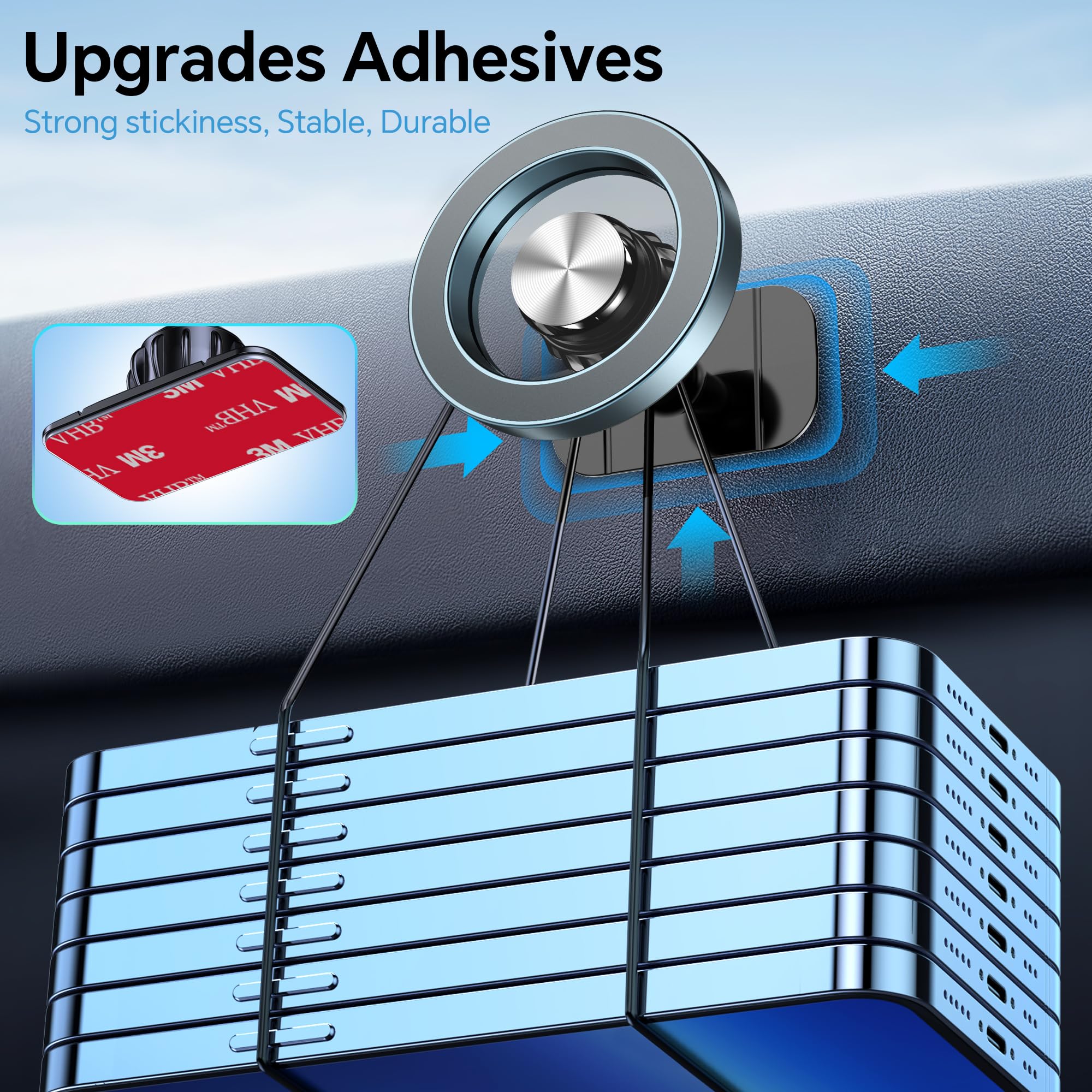 Kaistyle For Magsafe Car Mount?20 Strong Magnets?Magnetic Phone Holder For Car Phone Holder Mount Dash?360?Cell Phone Holders Fo