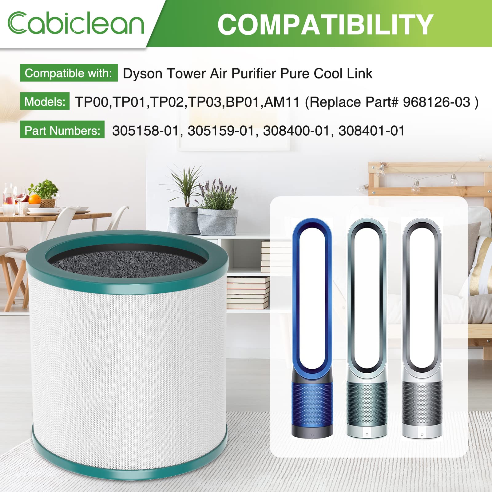 Tp01 Hepa Filter Replacement Compatible With Dyson Tower Purifier Pure Cool Link Tp01, Tp02, Tp03, Am11, Bp01 Models, Replace Pa