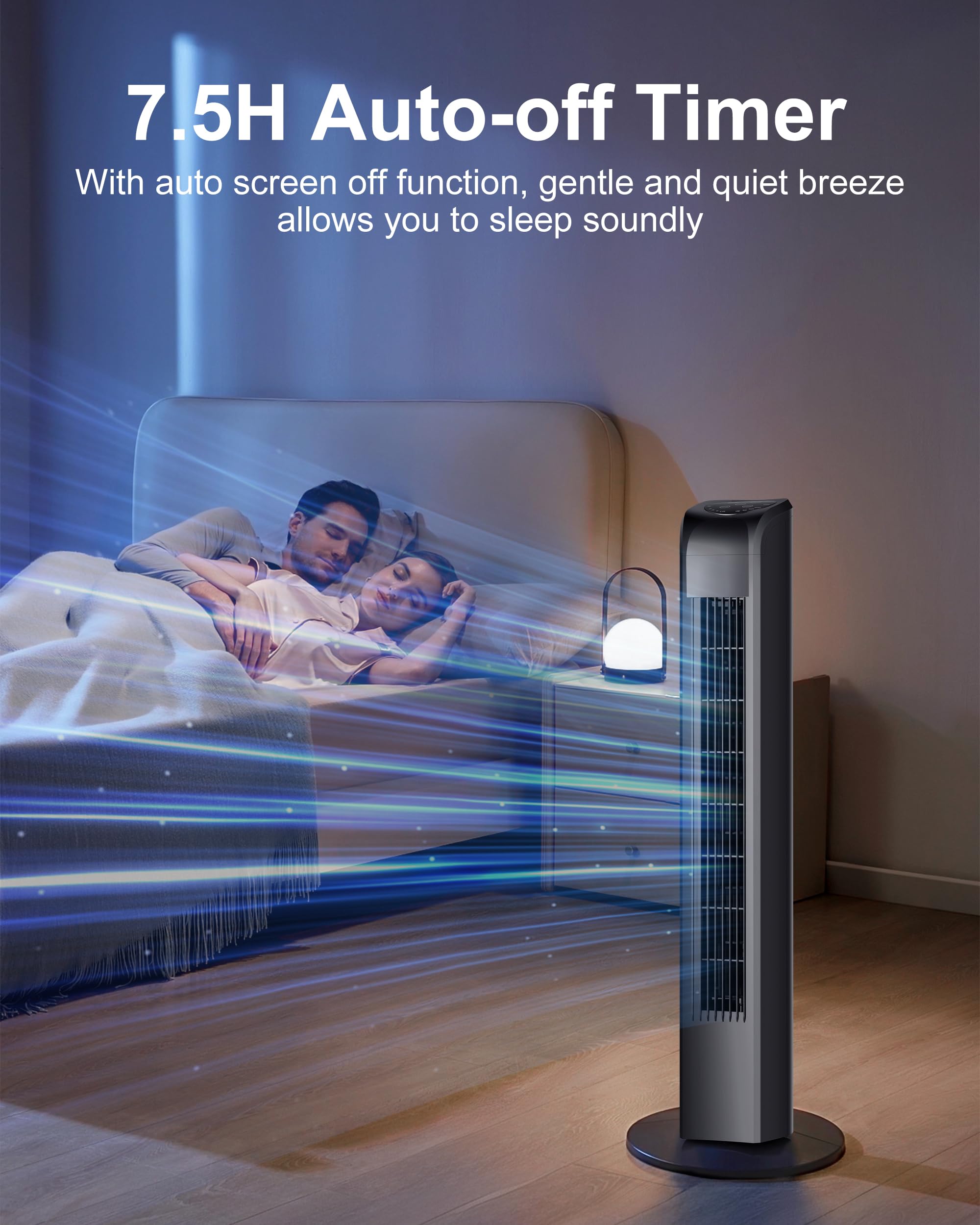 Uthfy Oscillating Tower Fan With Remote, Electric Standing Tower Fan Floor Fan For Bedroom Indoor Office And Home Use,Quiet Cool