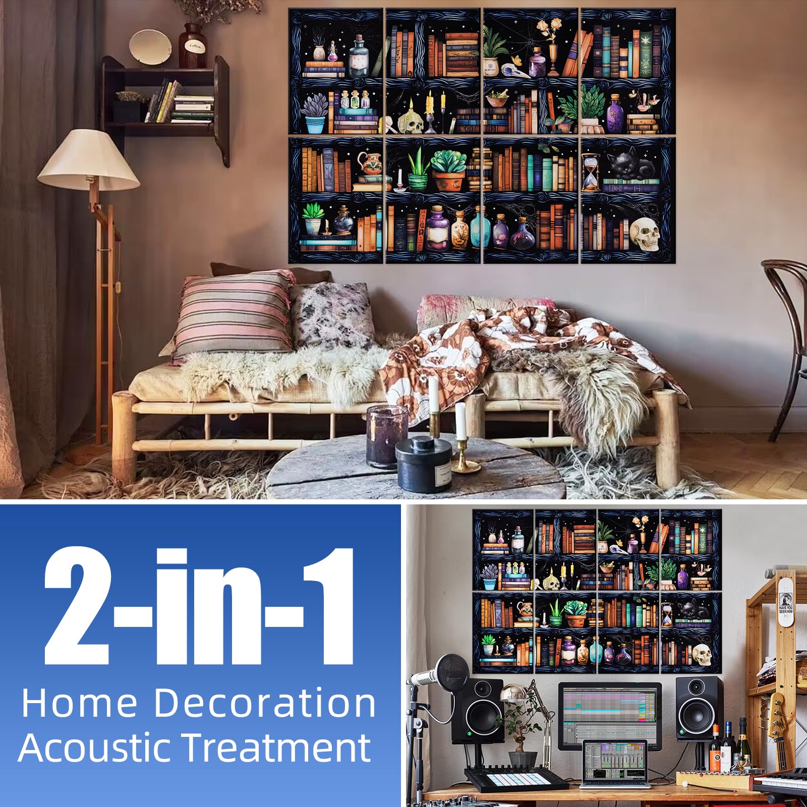 Tutmyrea 8 Pcs Art Acoustic Wall Panels, 48''X32'' High Density Sound Absorbing Panel, Self Adhesive Soundproof Wall Panels, Aco