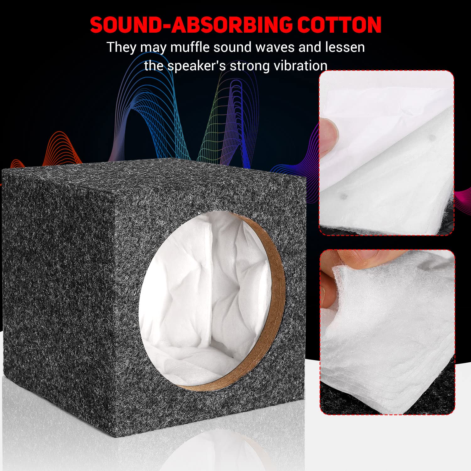 Facmogu 6.5In Gray Carpet Speaker Enclosure, Subwoofer Driver Enclosure With Ports For Diy Car Or Truck Audio Custom, Car Subwoofer Box With Sound Absorbing Cotton & Premium Carpeted Finish